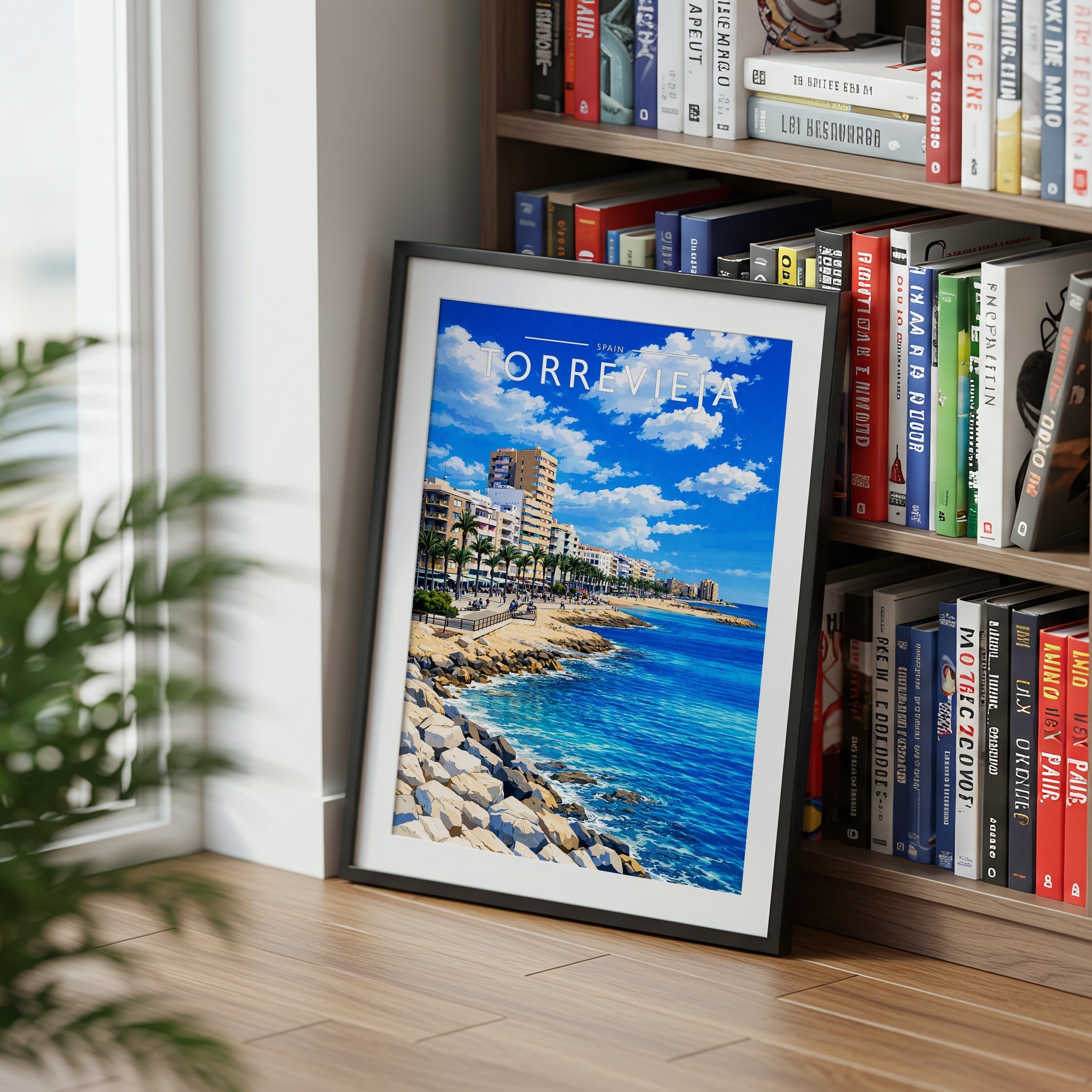 Torrevieja Travel Poster mounted in a black frame