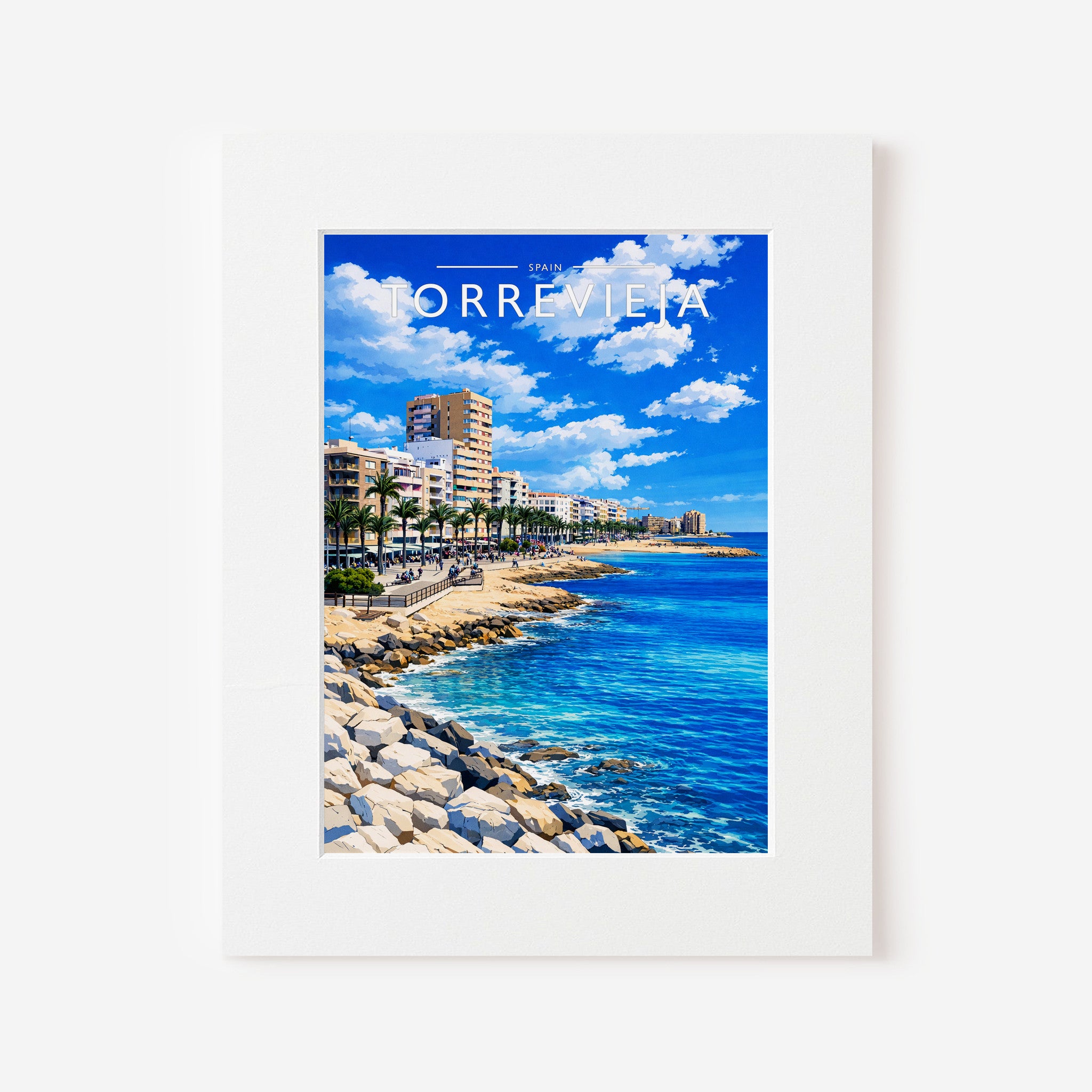Torrevieja Travel Poster in a white mount