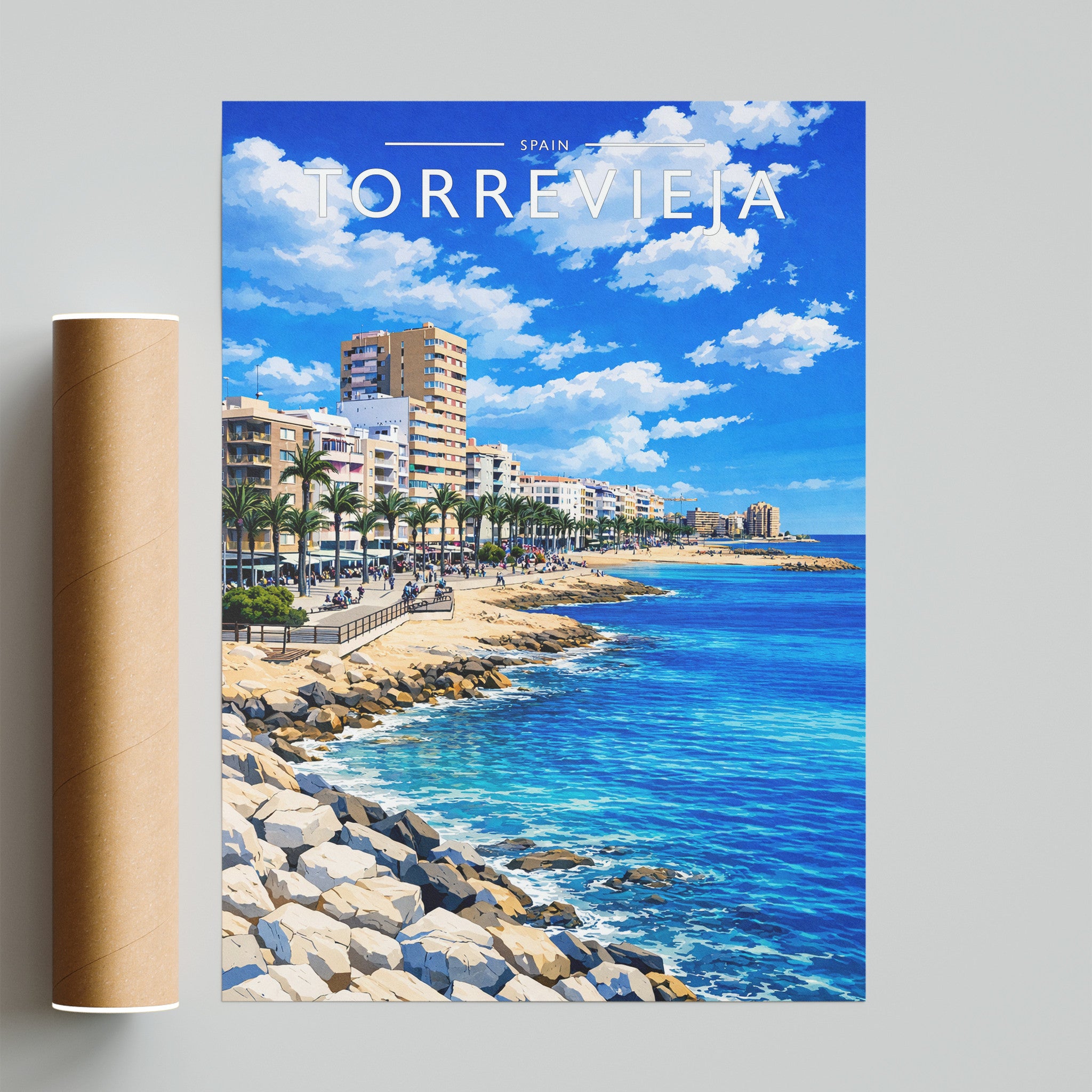 Torrevieja Travel Poster - fine art print with shipping tube