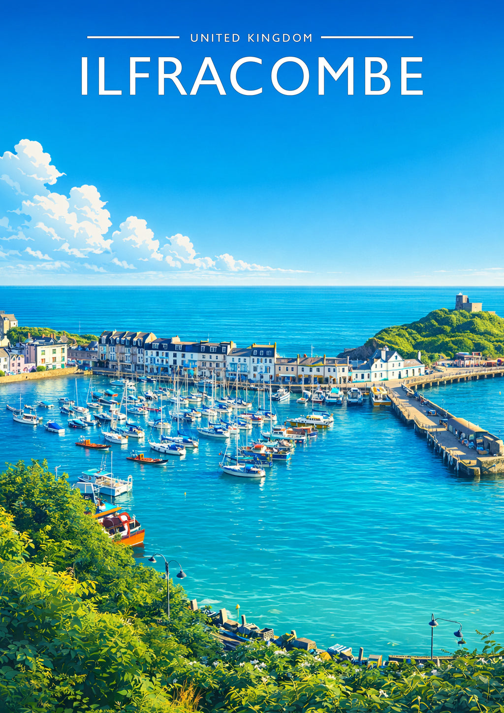Ilfracombe Travel Poster - A4 travel poster print