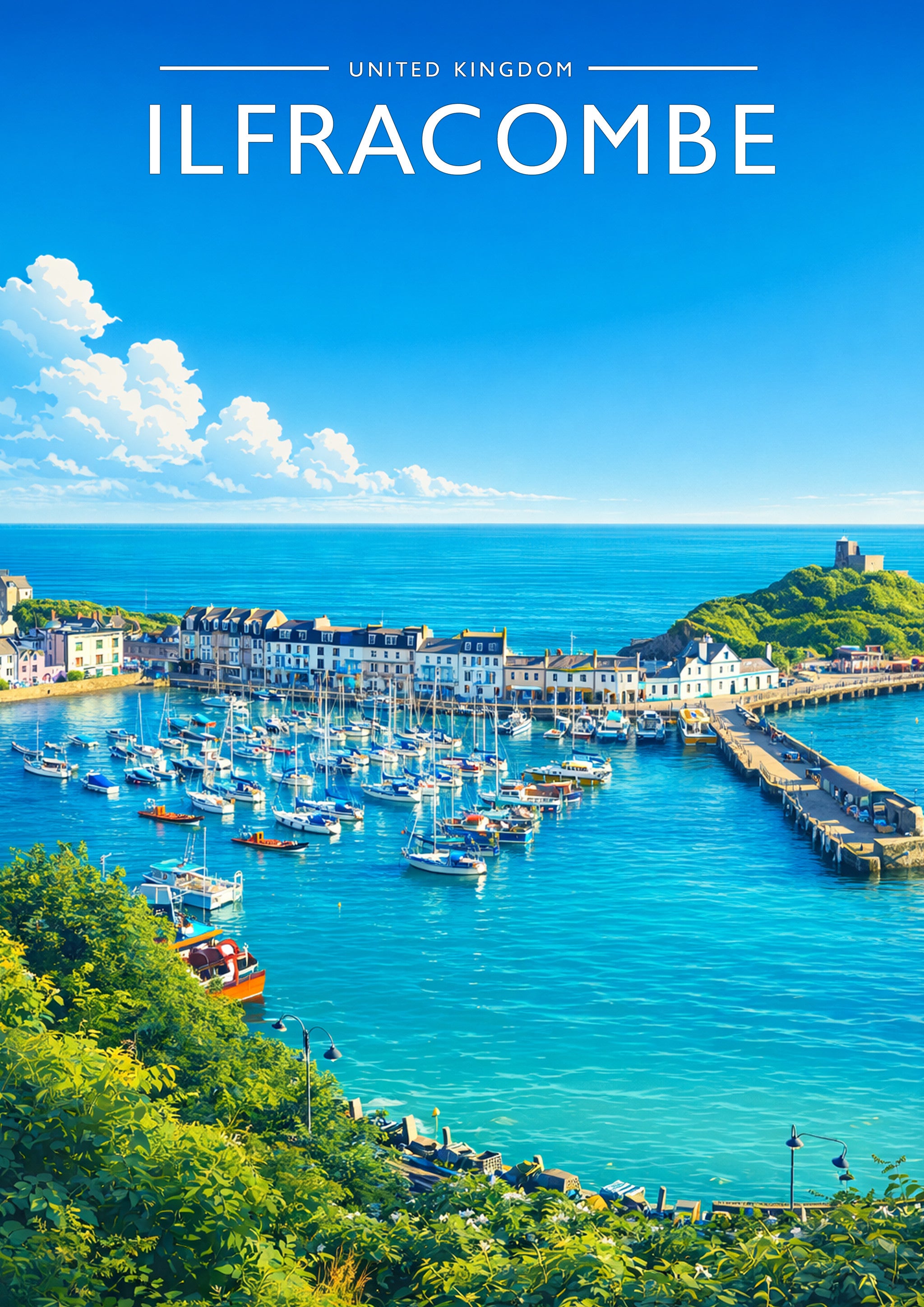 Ilfracombe Travel Poster - A4 travel poster print
