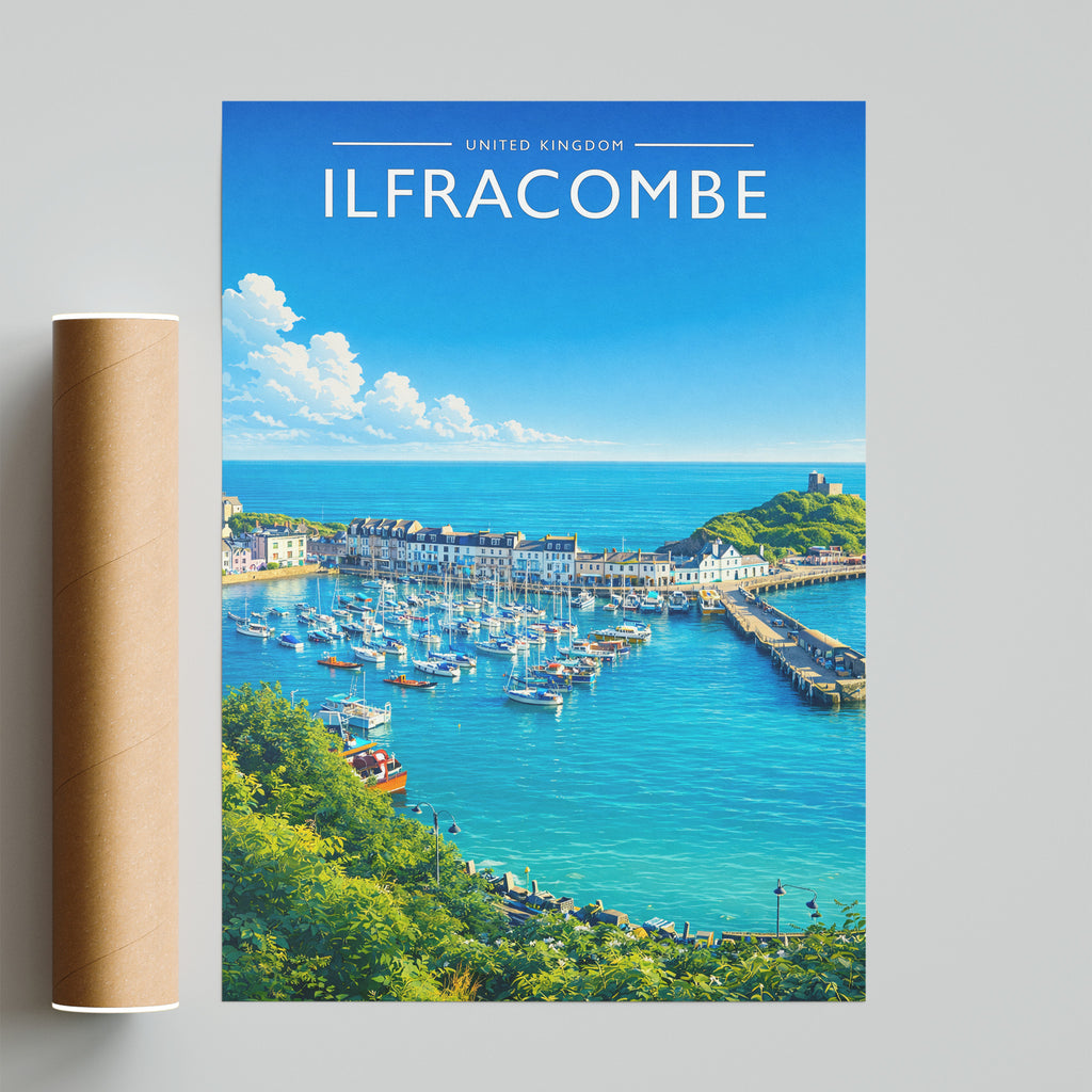 Ilfracombe Travel Poster - fine art print with shipping tube