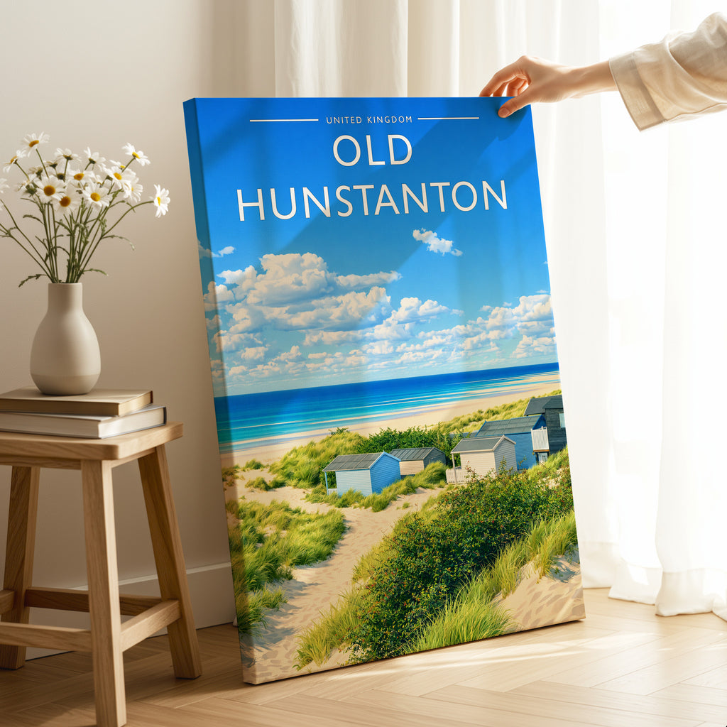 Old Hunstanton Travel Poster as a gallery-wrapped canvas