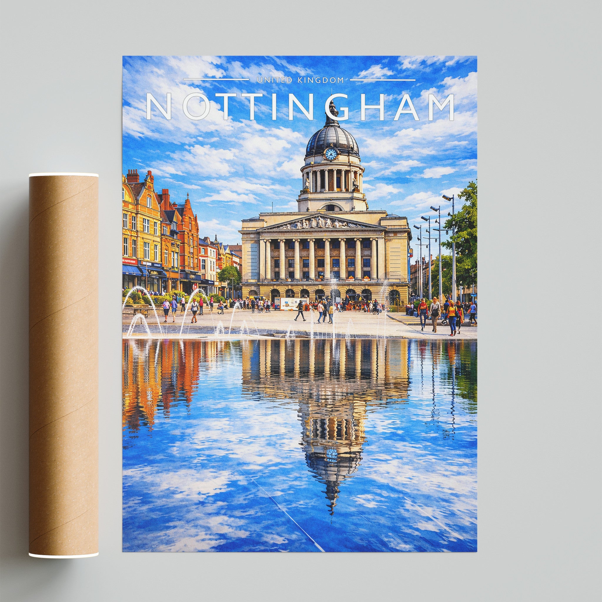 Nottingham #2 Travel Poster - fine art print with shipping tube