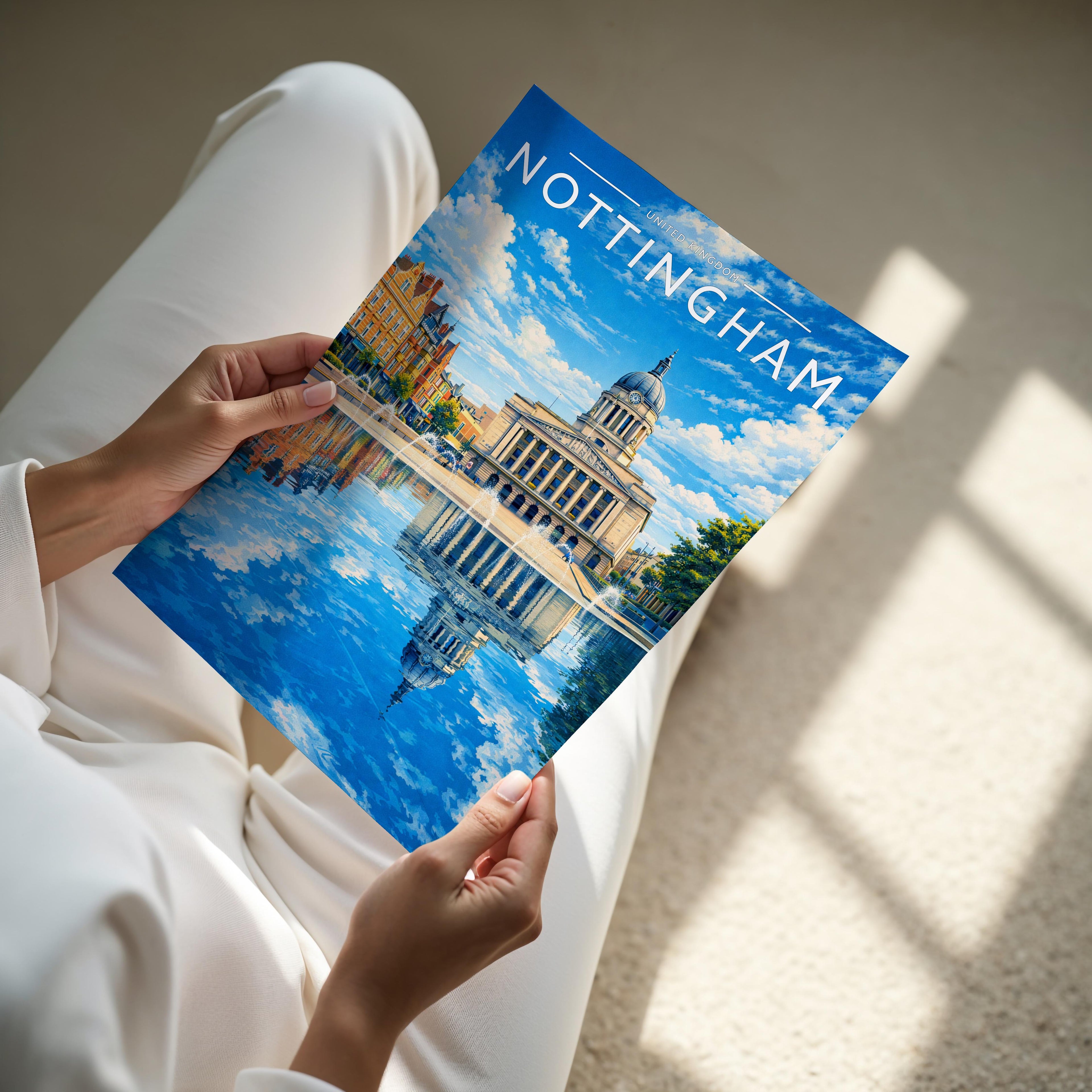 Nottingham #3 Travel Poster - A4 print held in hand
