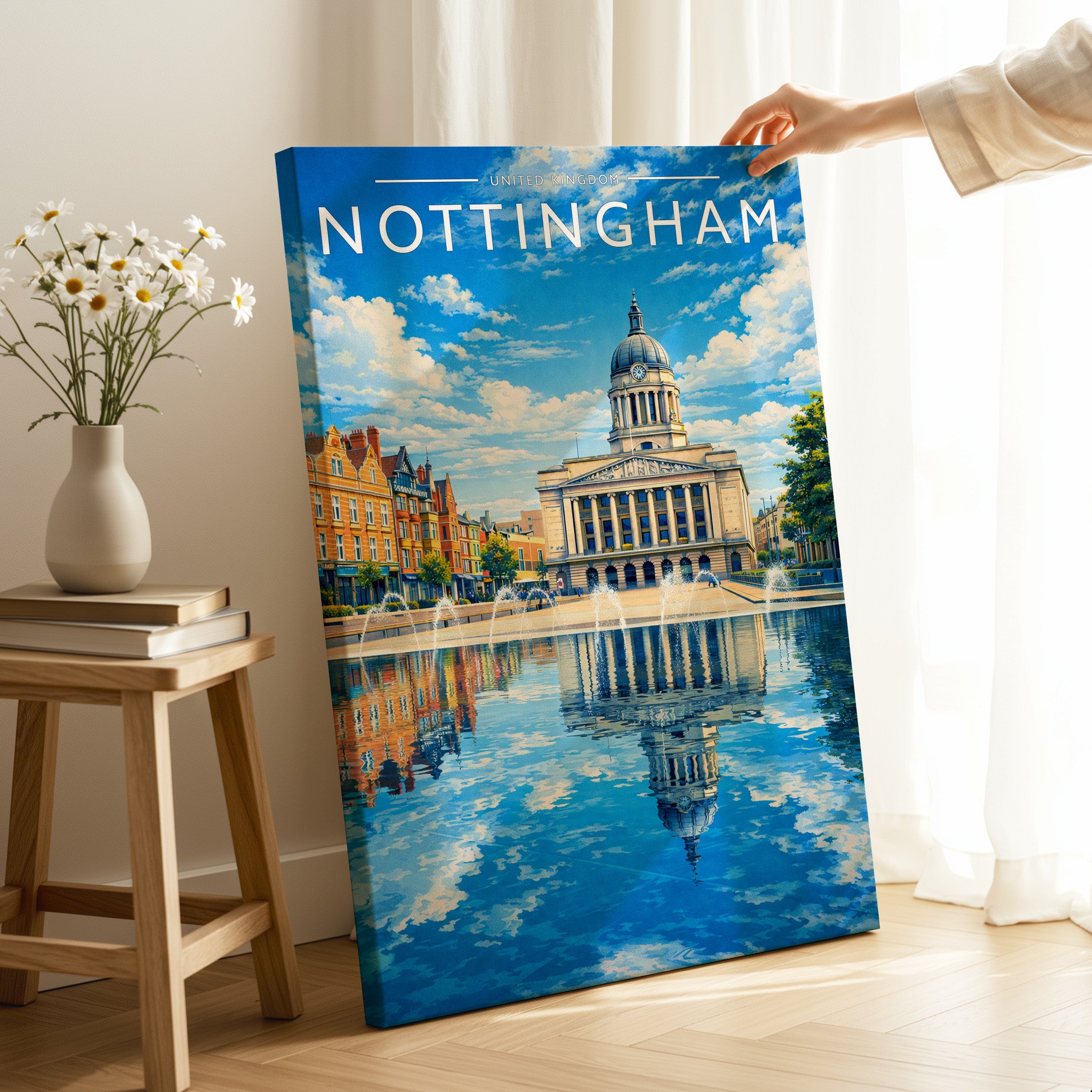 Nottingham #3 Travel Poster as a gallery-wrapped canvas