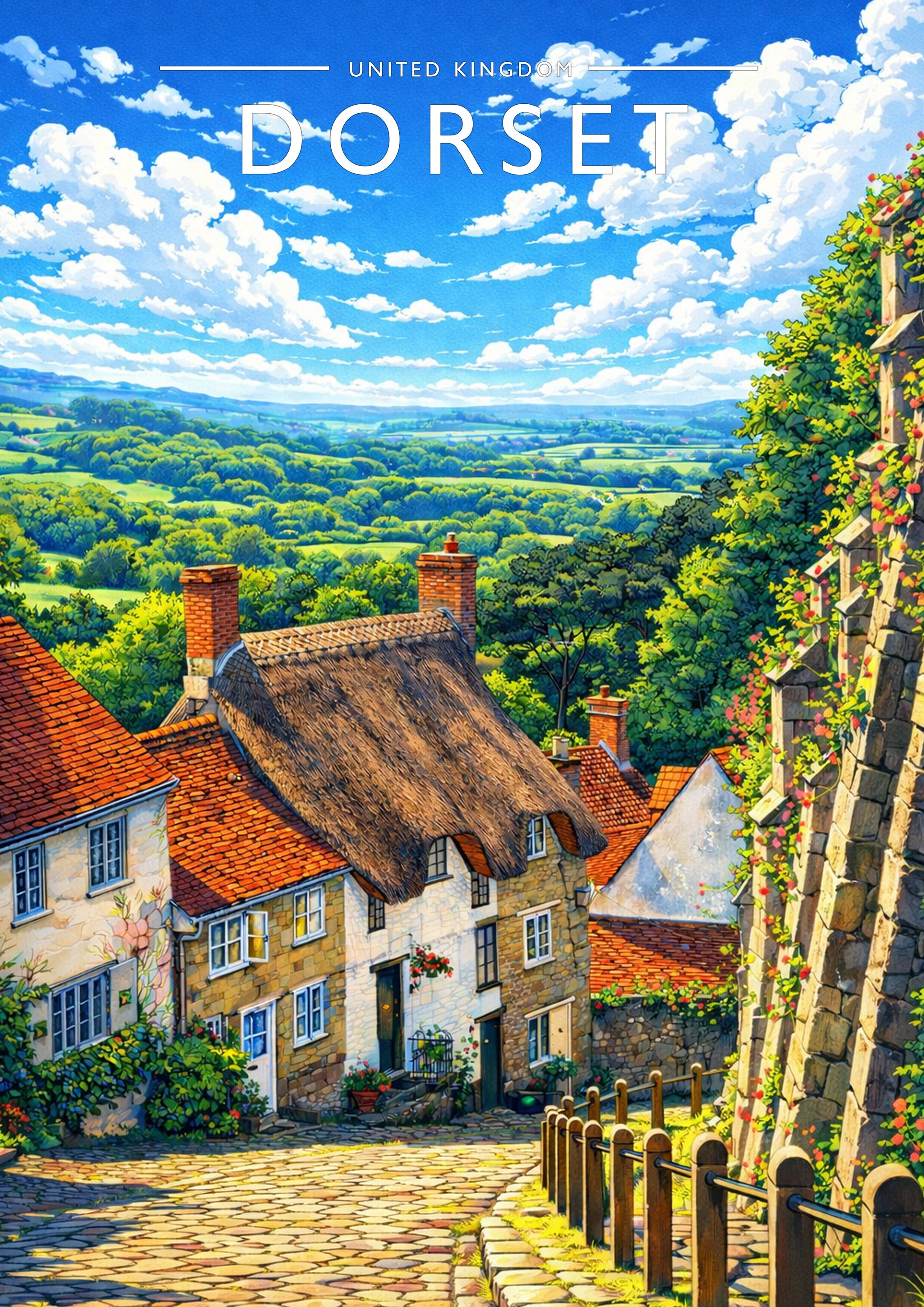 Dorset Travel Poster - A4 travel poster print