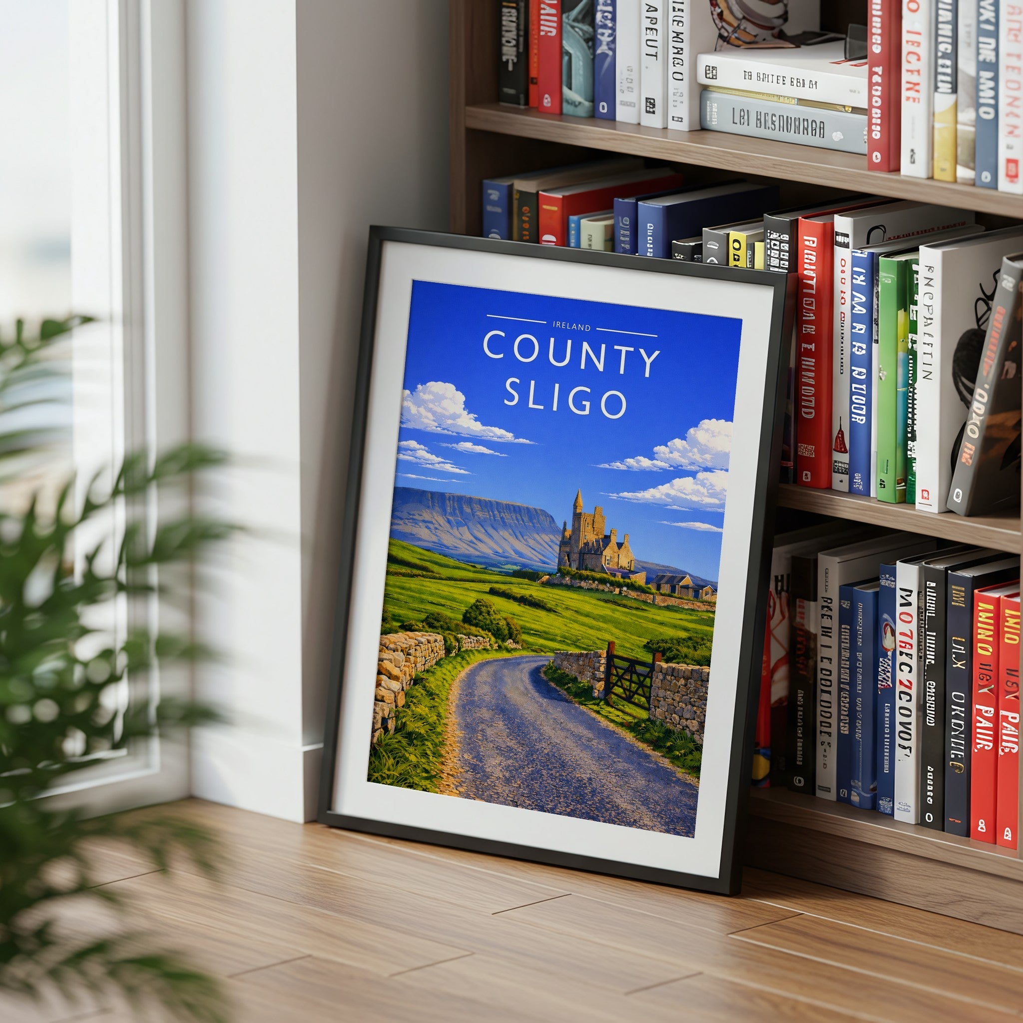 County Sligo Travel Poster mounted in a black frame