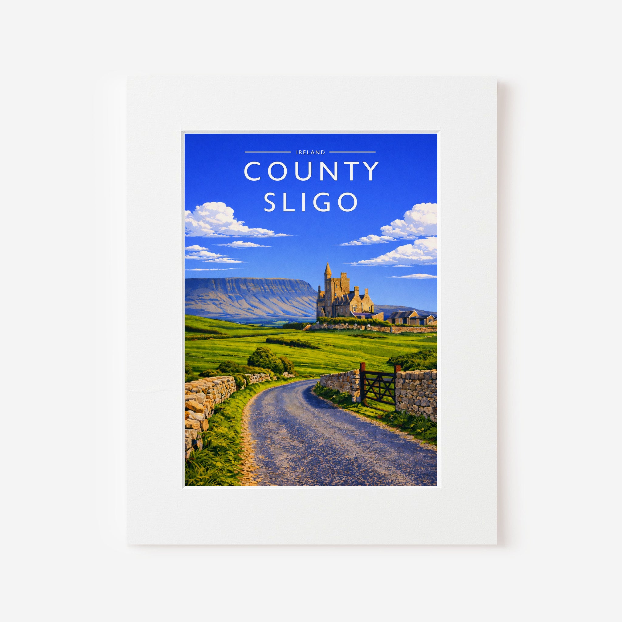 County Sligo Travel Poster in a white mount