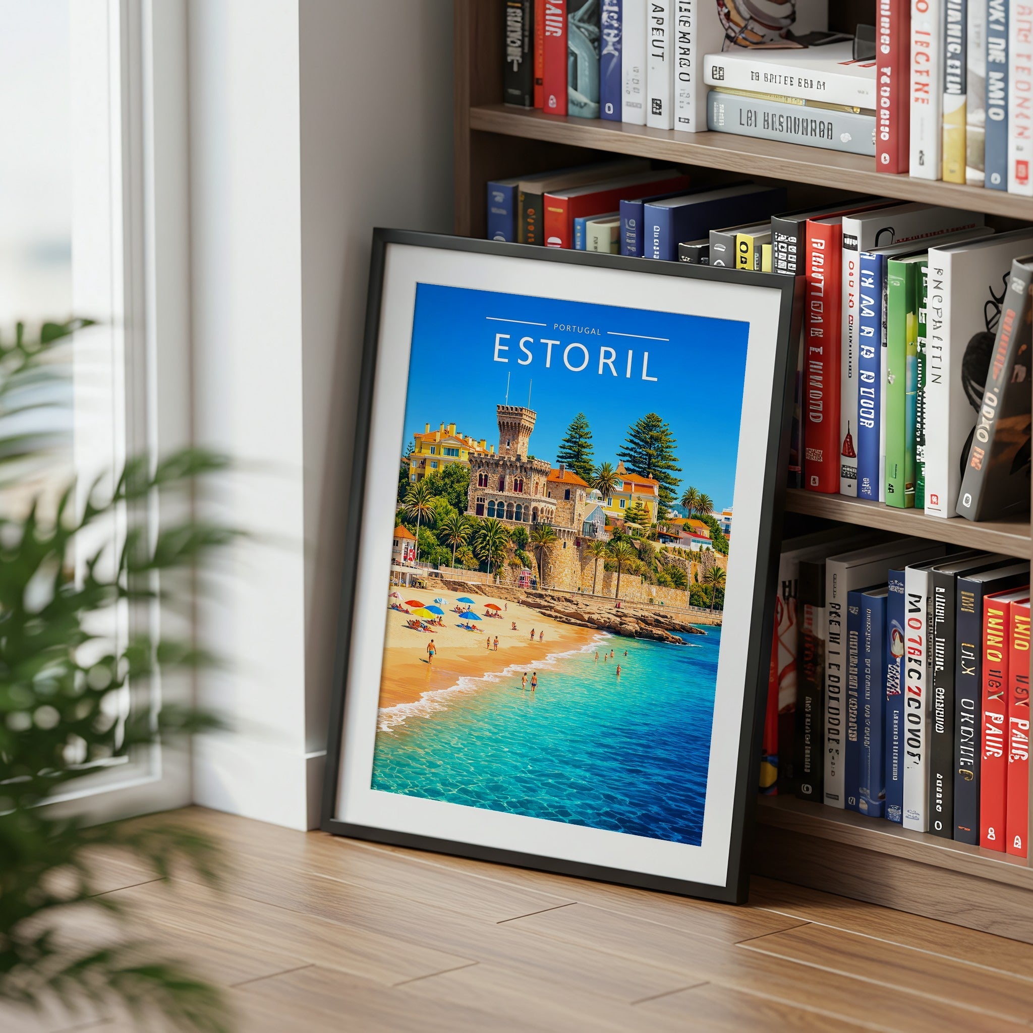 Estoril Travel Poster mounted in a black frame