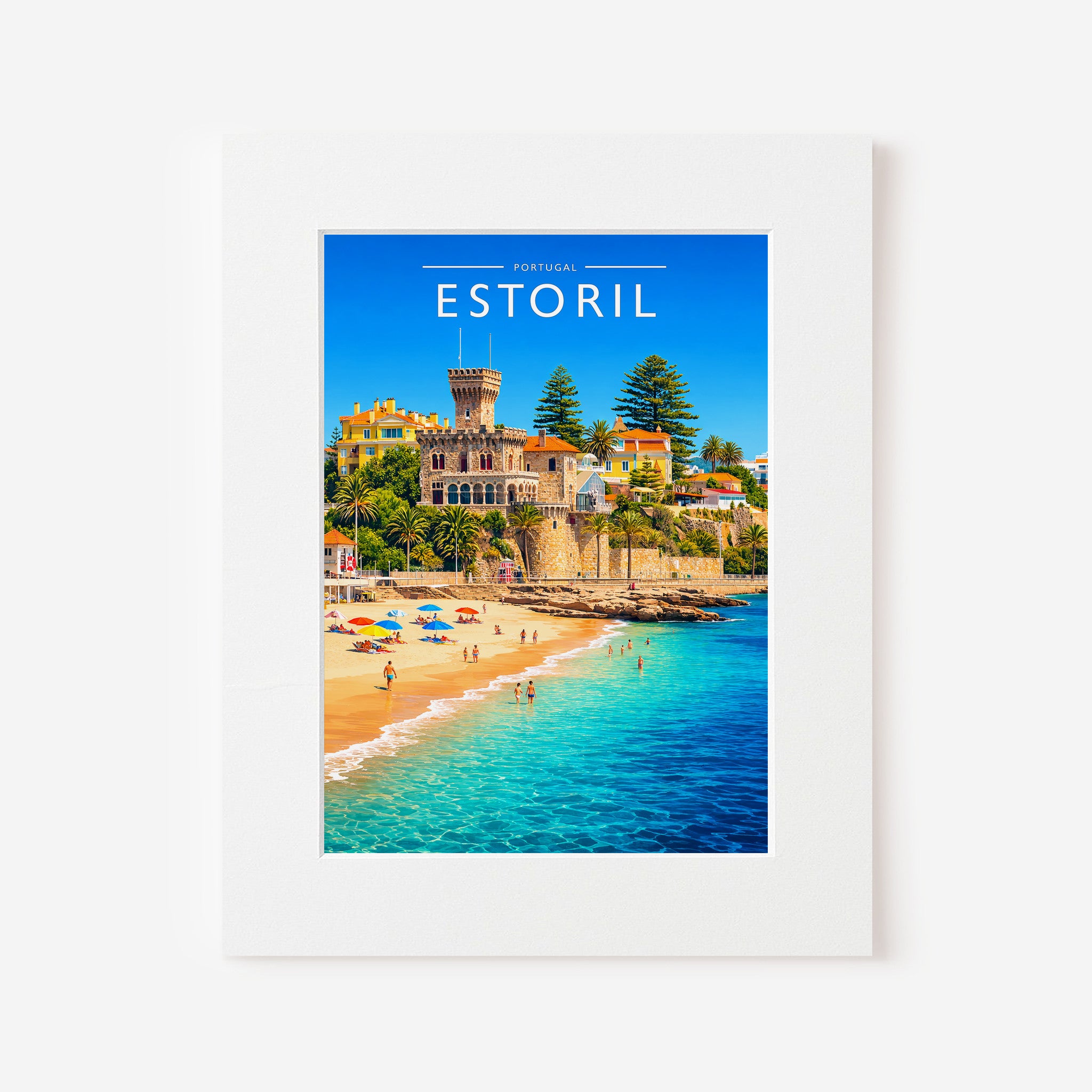 Estoril Travel Poster in a white mount