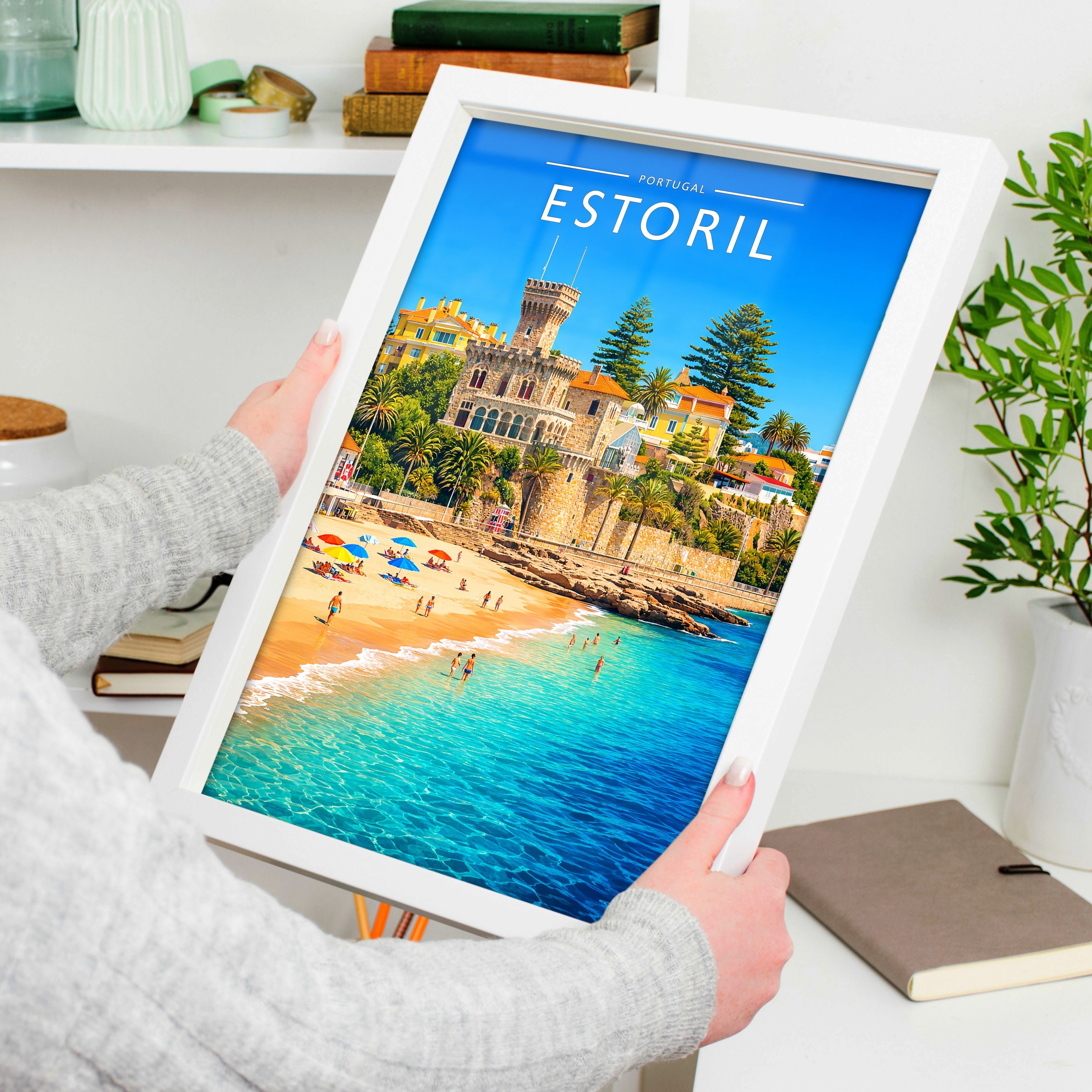 Estoril Travel Poster held in a white frame