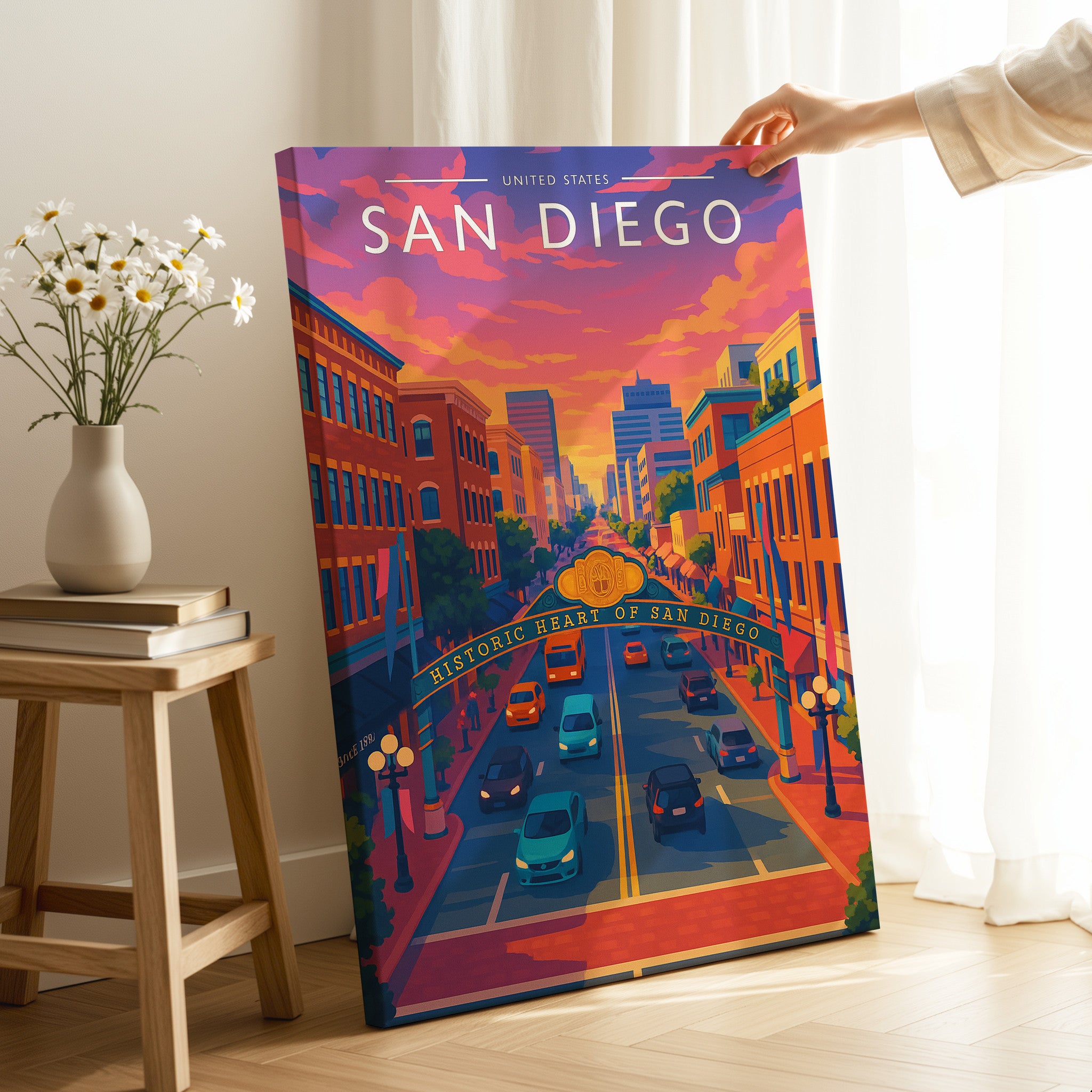 San Diego Travel Poster as a gallery-wrapped canvas