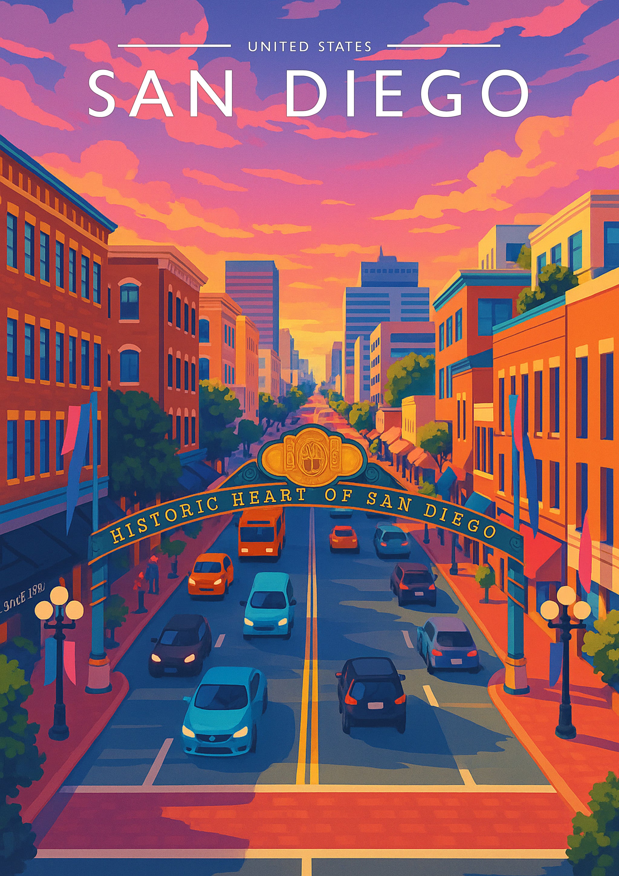 San Diego Travel Poster - A4 travel poster print