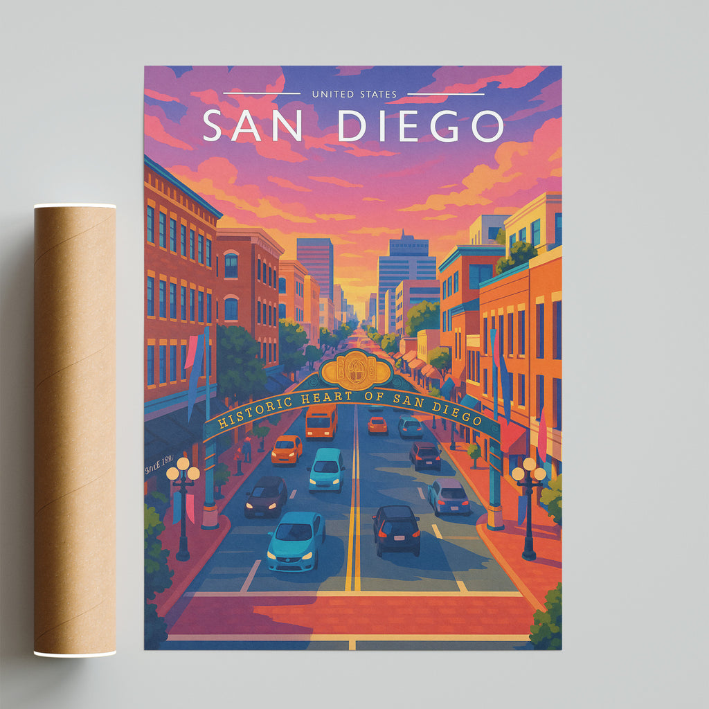 San Diego Travel Poster - fine art print with shipping tube