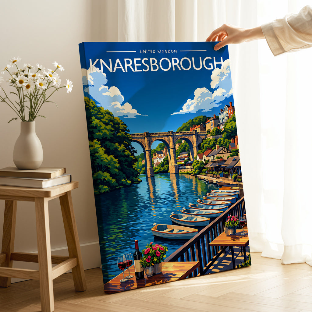 Knaresborough Travel Poster as a gallery-wrapped canvas