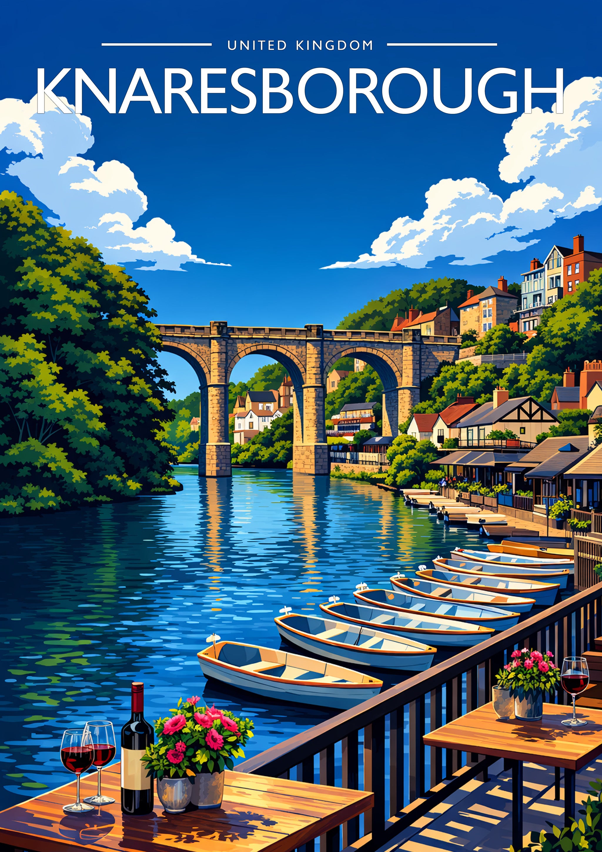 Knaresborough Travel Poster - A4 travel poster print