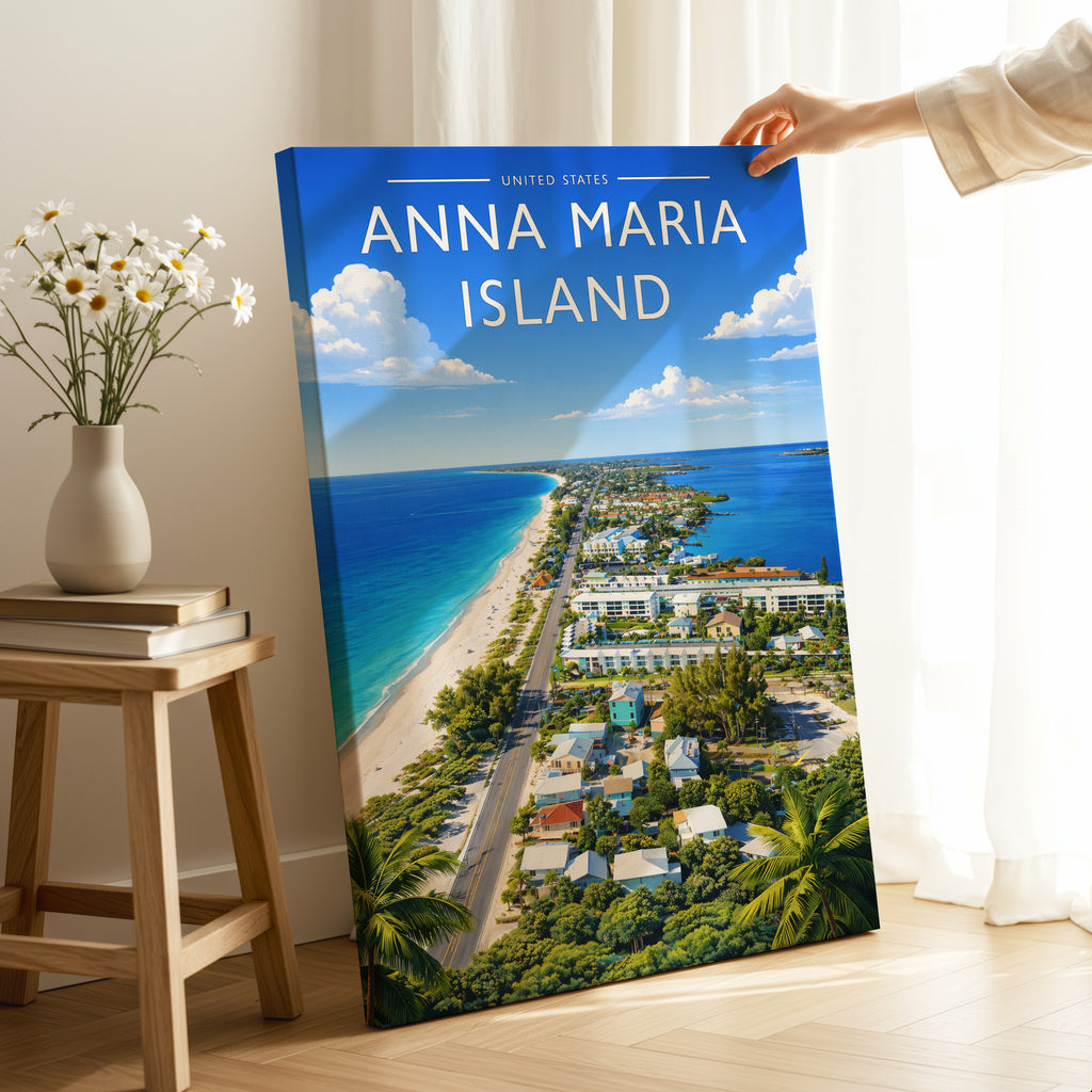 Anna Maria Island Travel Poster as a gallery-wrapped canvas