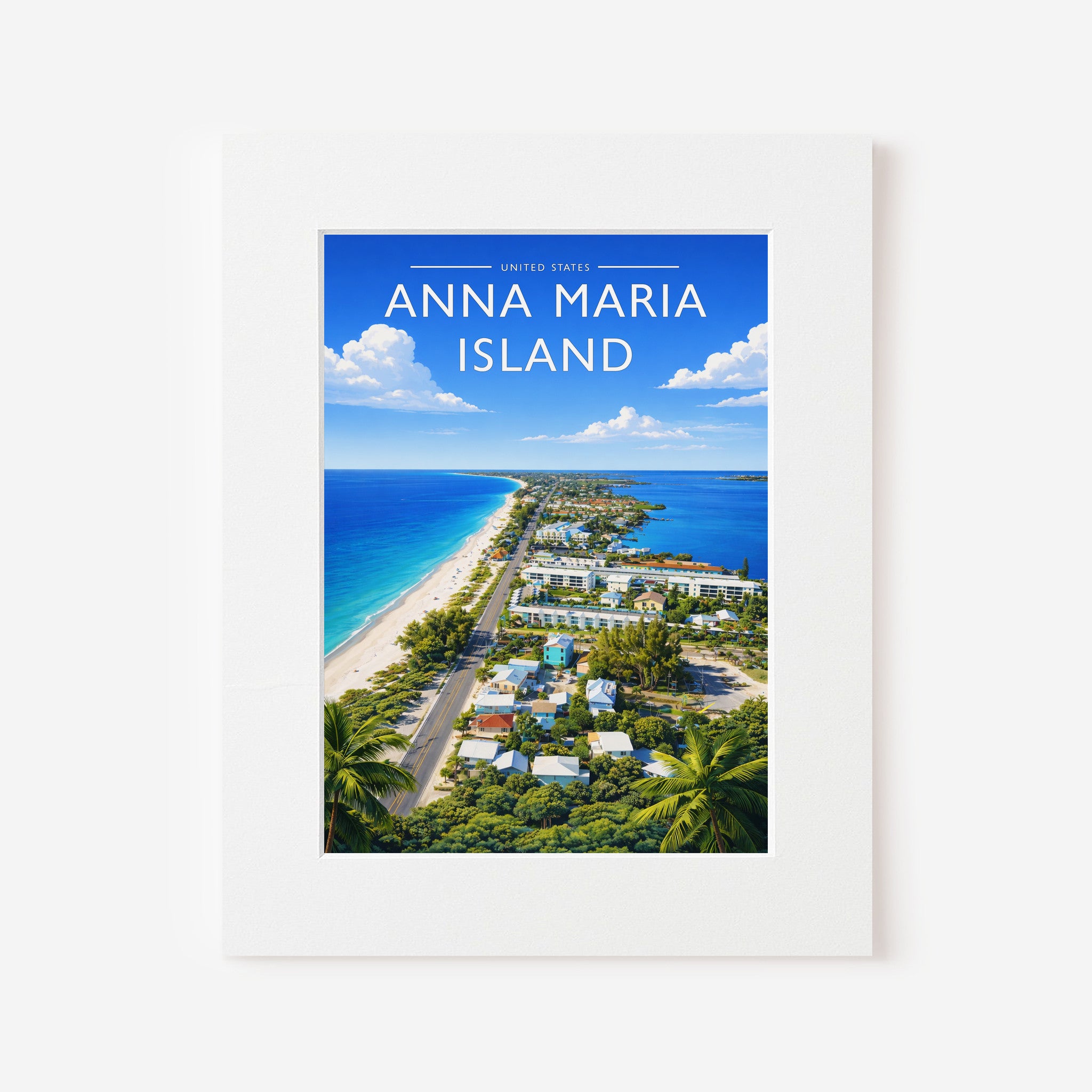Anna Maria Island Travel Poster in a white mount
