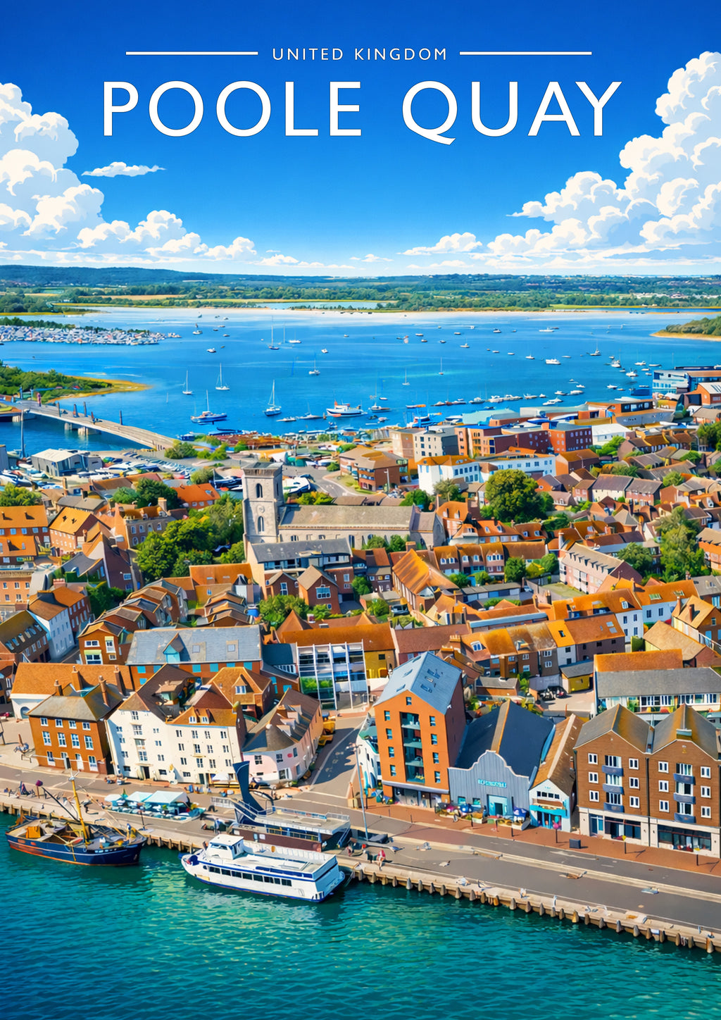 Poole Quay Travel Poster - A4 travel poster print