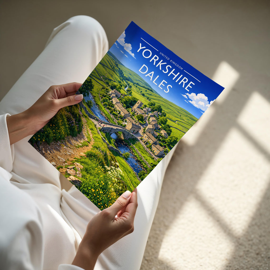 Yorkshire Dales #2 Travel Poster - A4 print held in hand