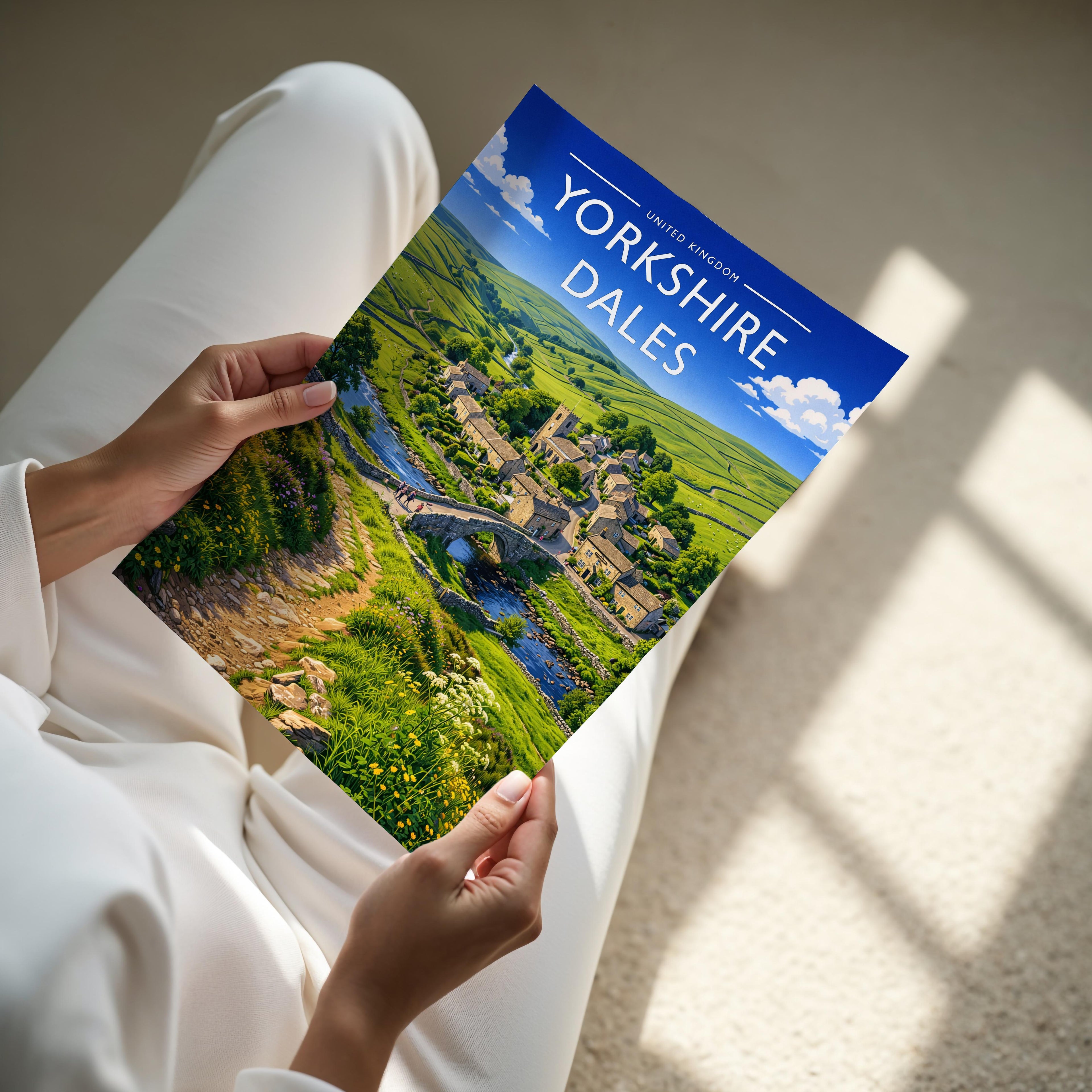 Yorkshire Dales #2 Travel Poster - A4 print held in hand