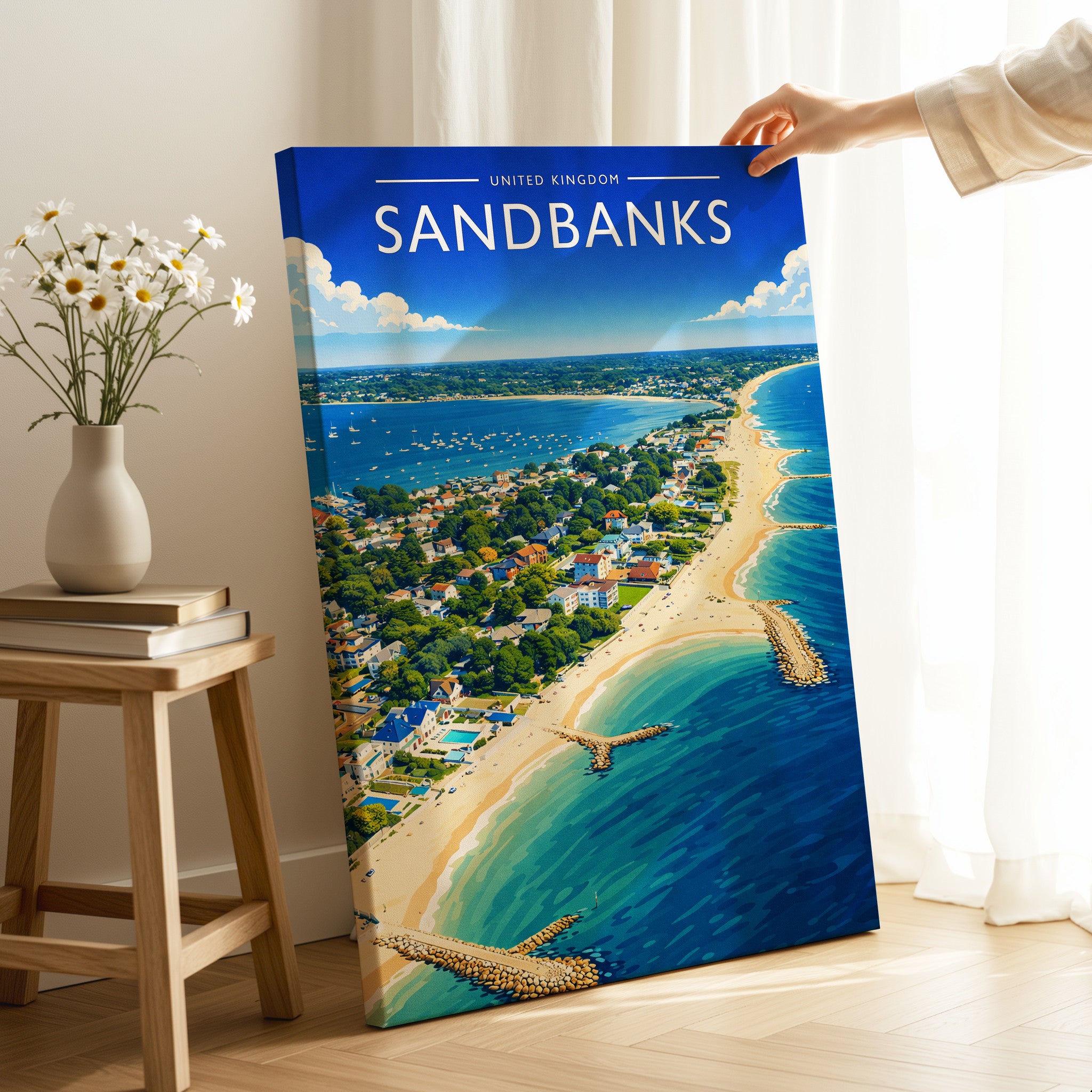 Sandbanks Travel Poster as a gallery-wrapped canvas