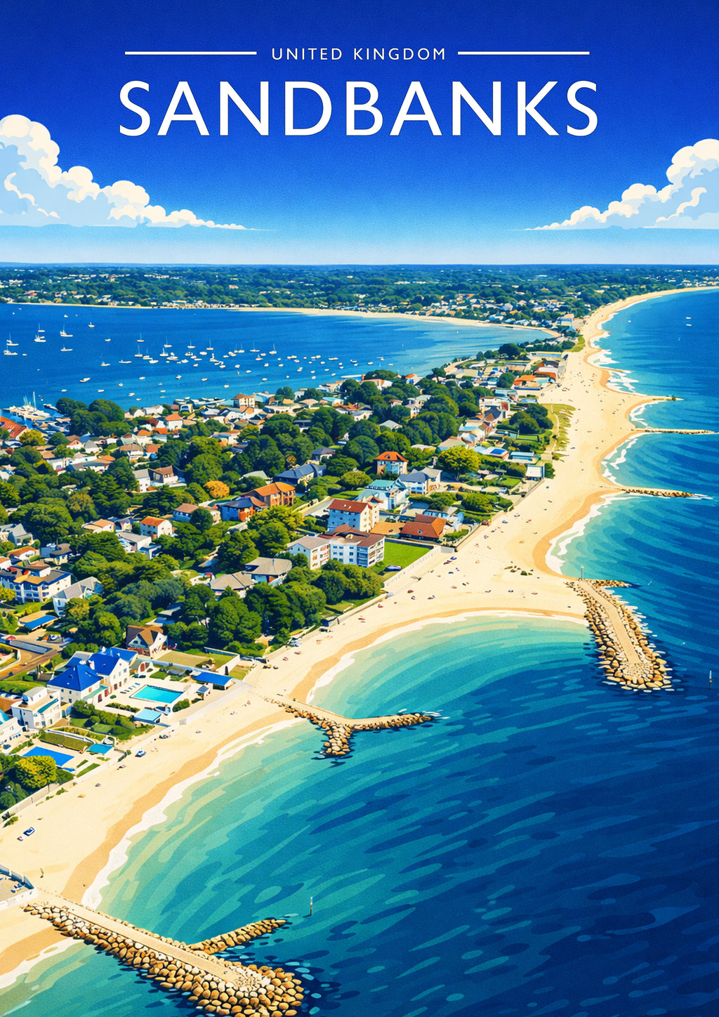 Sandbanks Travel Poster - A4 travel poster print
