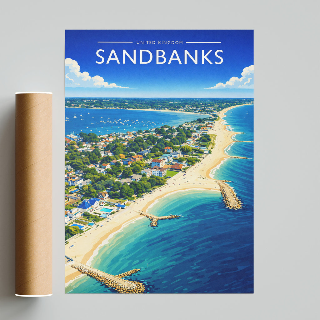 Sandbanks Travel Poster - fine art print with shipping tube