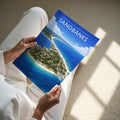Sandbanks #2 Travel Poster - A4 print held in hand