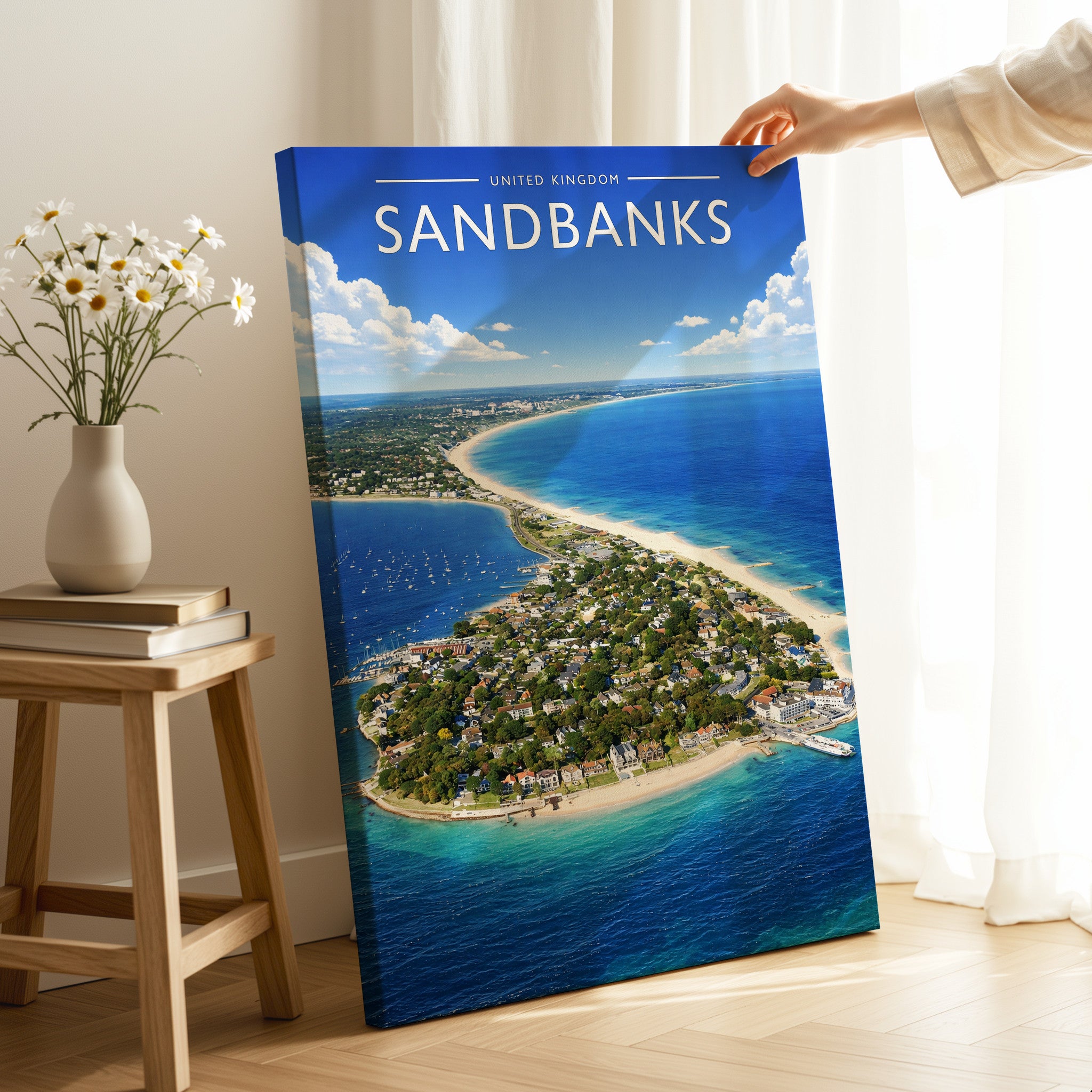 Sandbanks #2 Travel Poster as a gallery-wrapped canvas