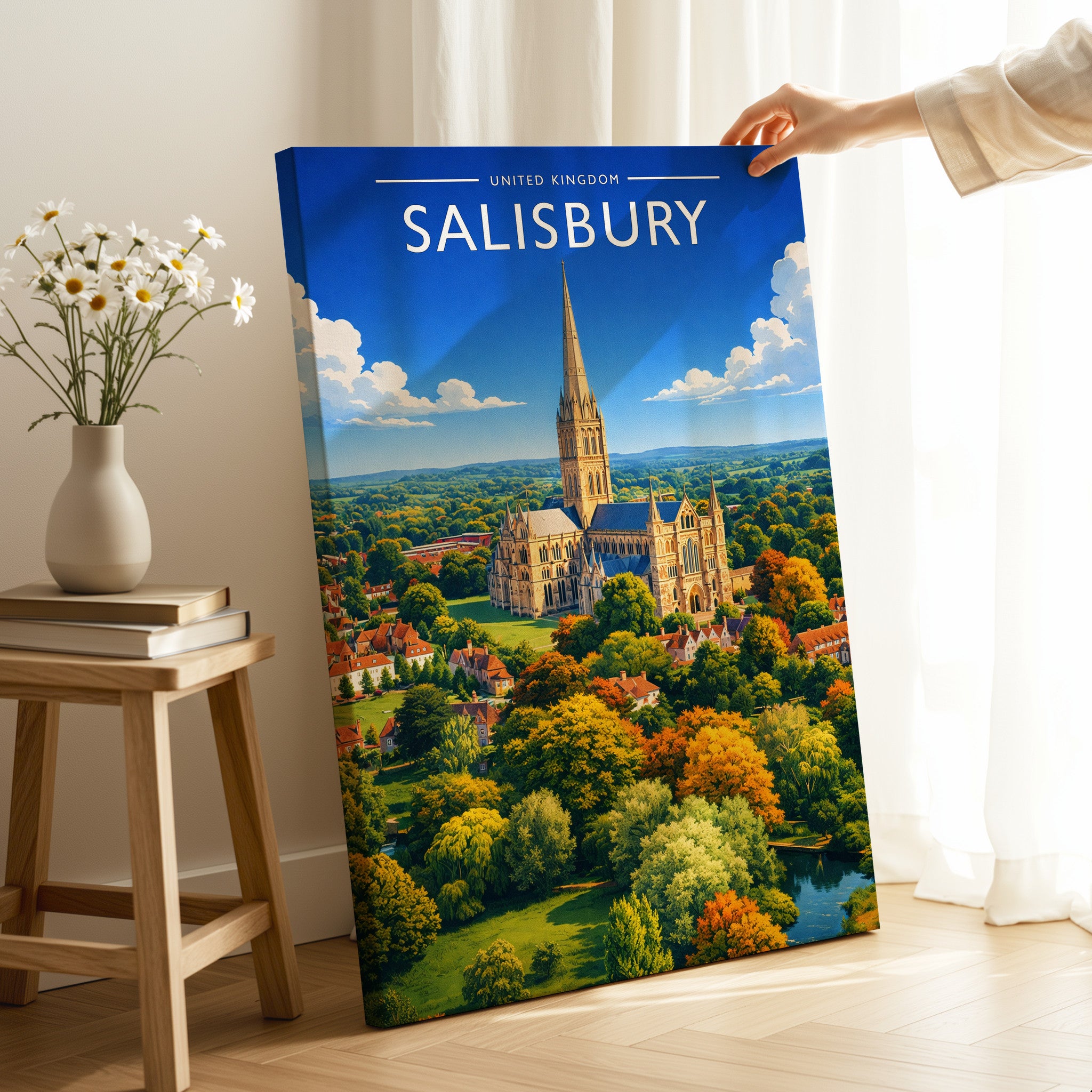 Salisbury Travel Poster as a gallery-wrapped canvas