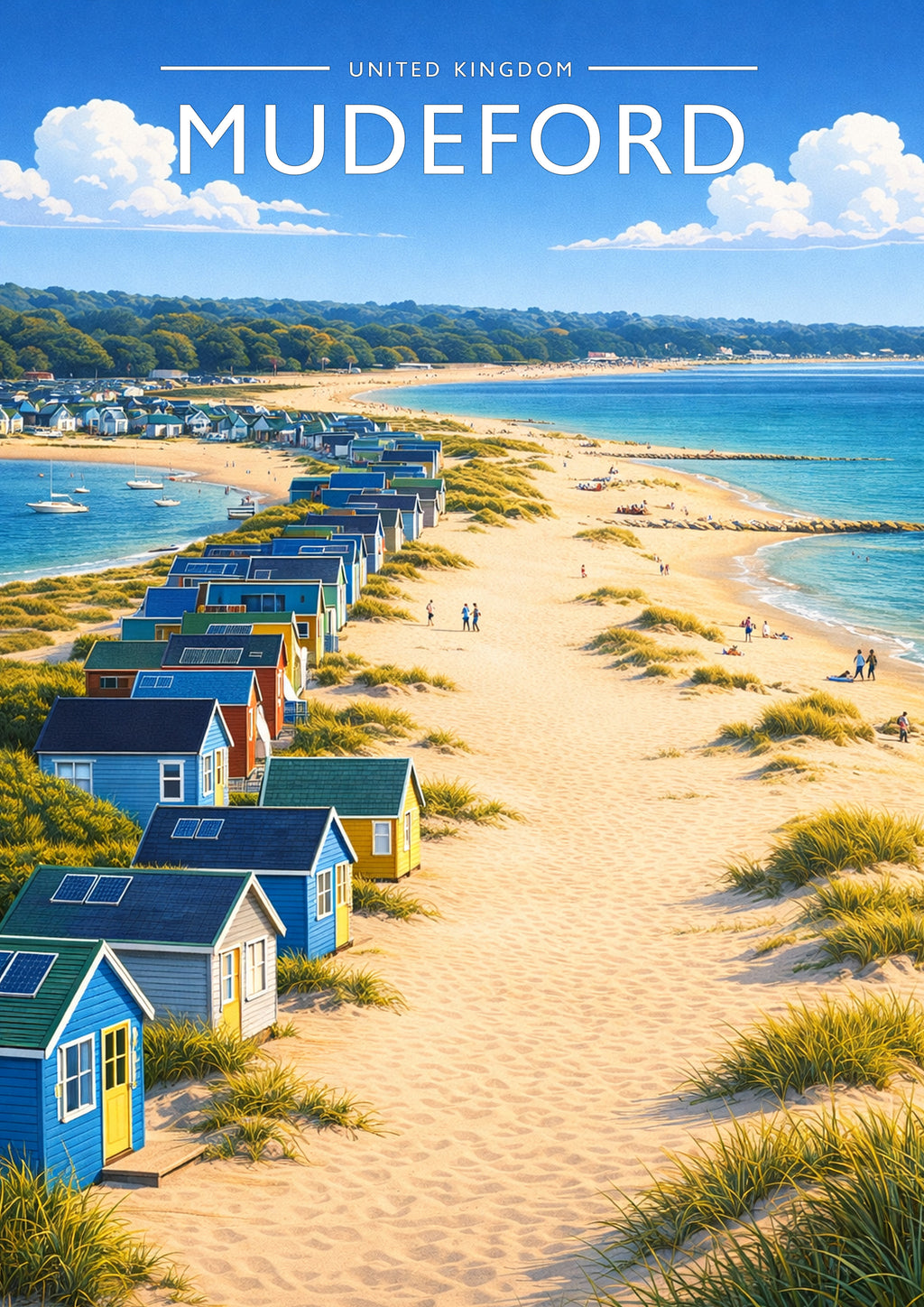 Mudeford Travel Poster - A4 travel poster print