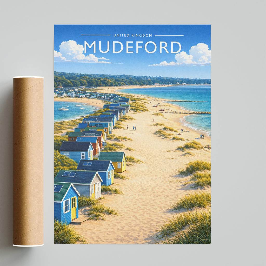 Mudeford Travel Poster - fine art print with shipping tube