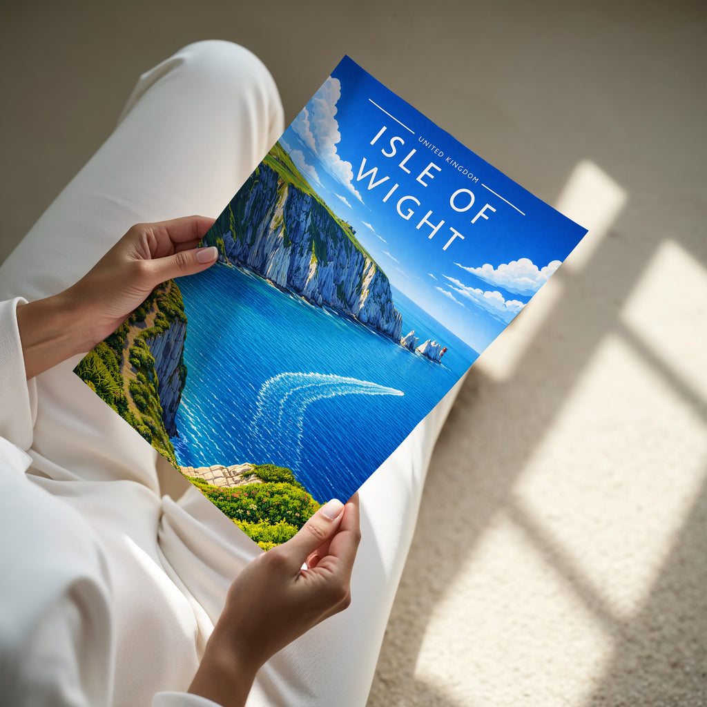 Isle of Wight #2 Travel Poster - A4 print held in hand