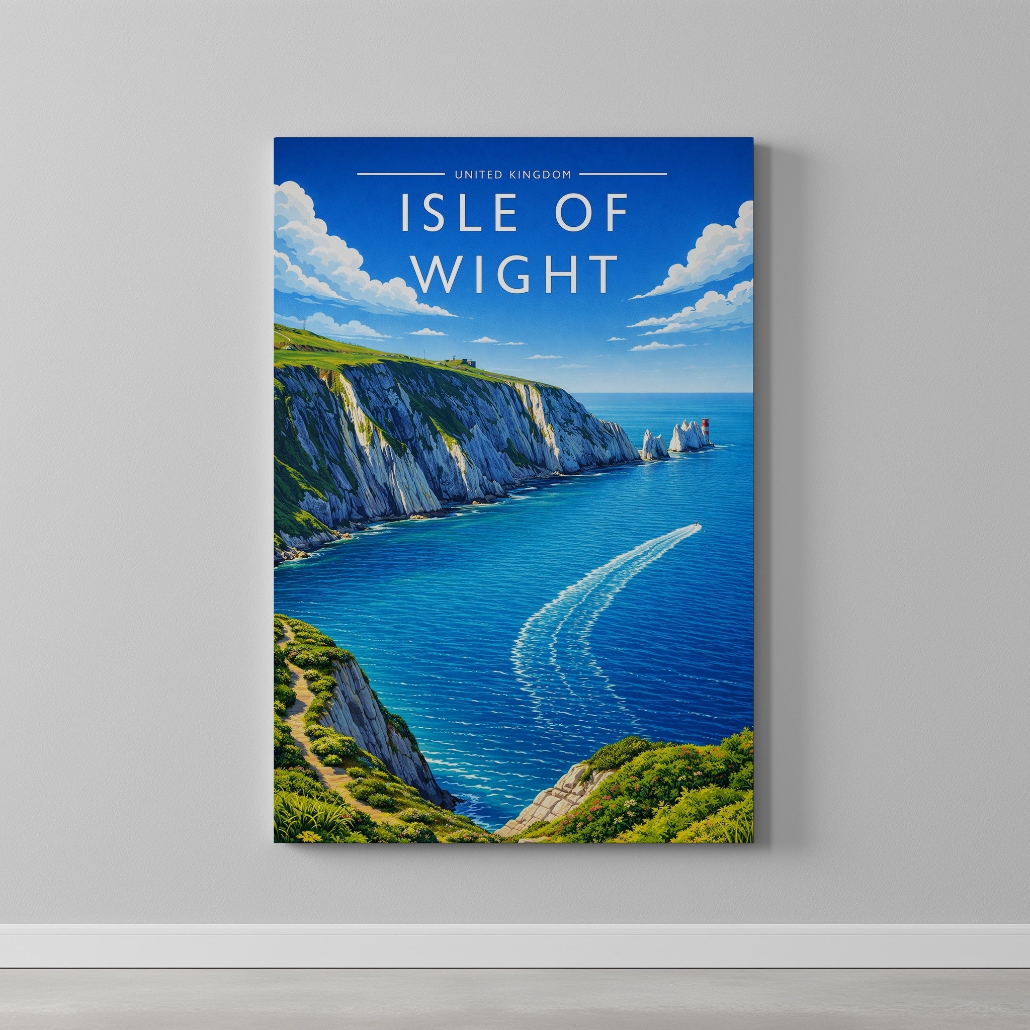 Isle of Wight #2 Travel Poster as a gallery-wrapped canvas on a plain wall