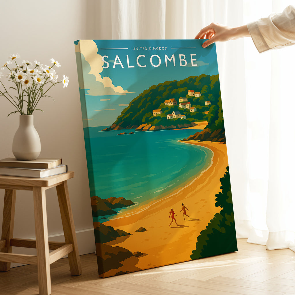 Salcombe Travel Poster as a gallery-wrapped canvas