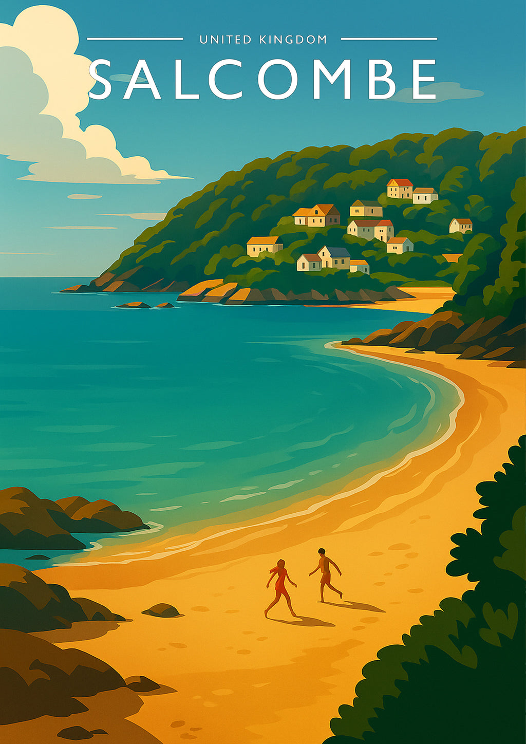 Salcombe Travel Poster - A4 travel poster print