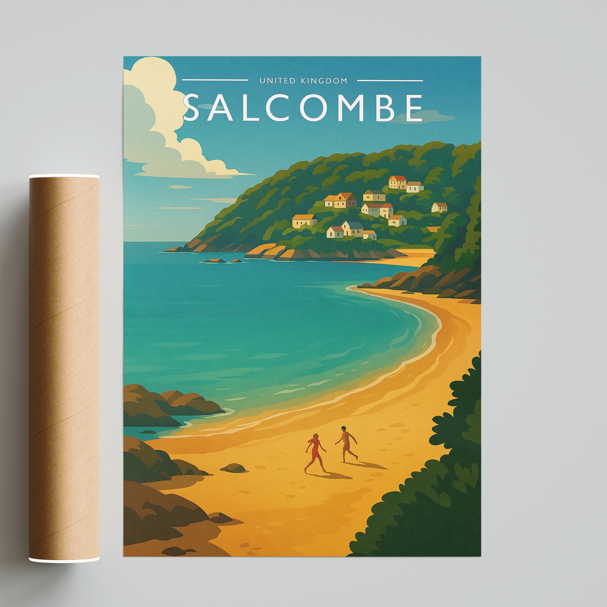 Salcombe Travel Poster - fine art print with shipping tube