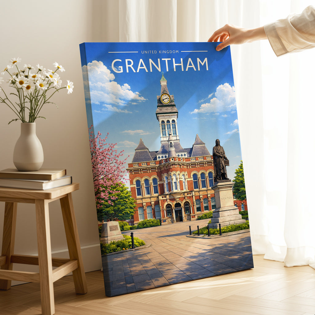 Grantham Travel Poster as a gallery-wrapped canvas