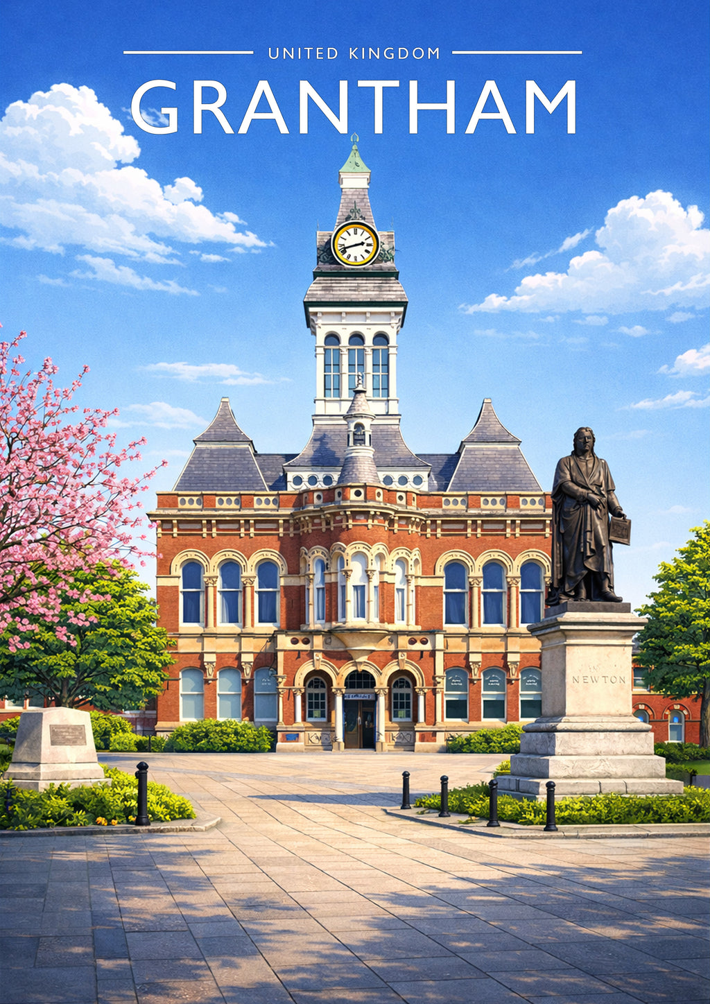 Grantham Travel Poster - A4 travel poster print