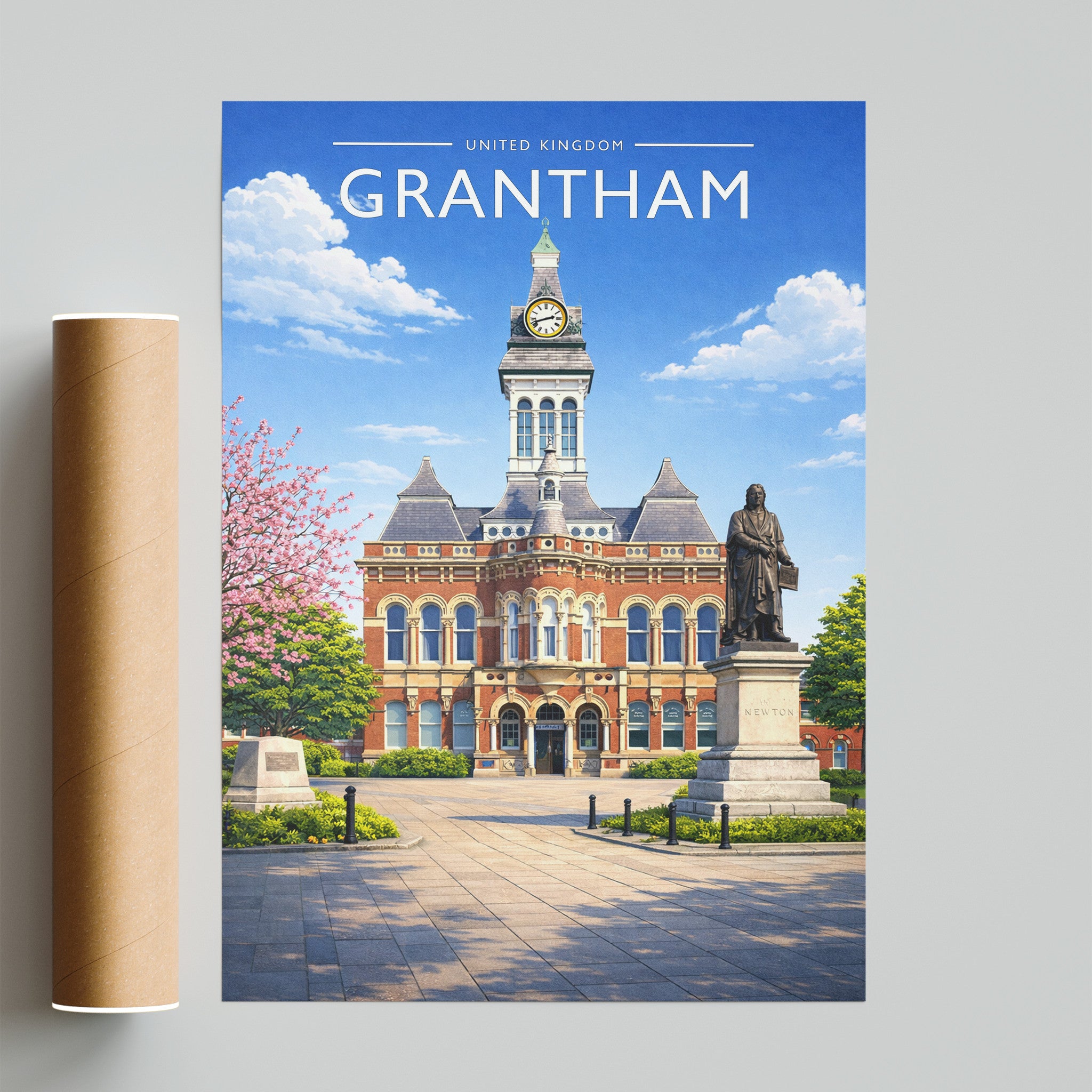 Grantham Travel Poster - fine art print with shipping tube