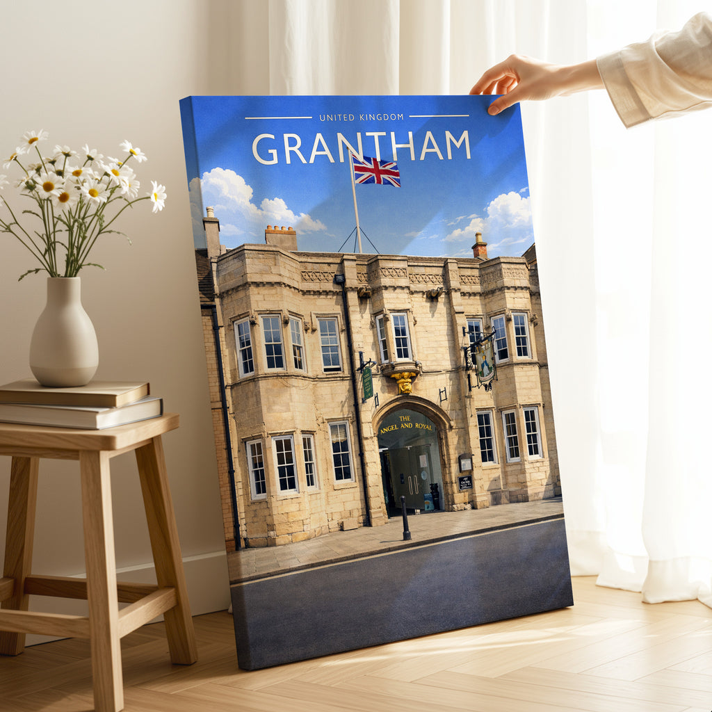 Grantham #2 Travel Poster as a gallery-wrapped canvas