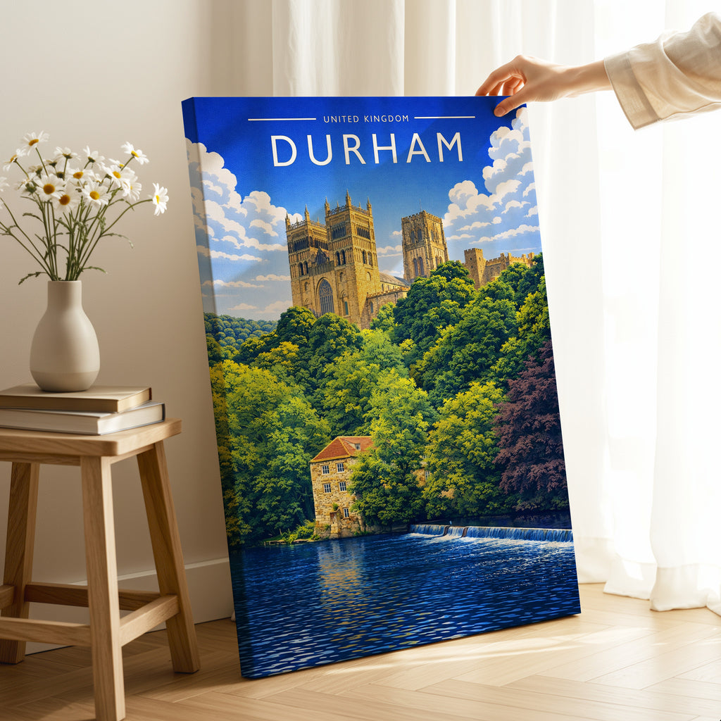 Durham Travel Poster as a gallery-wrapped canvas