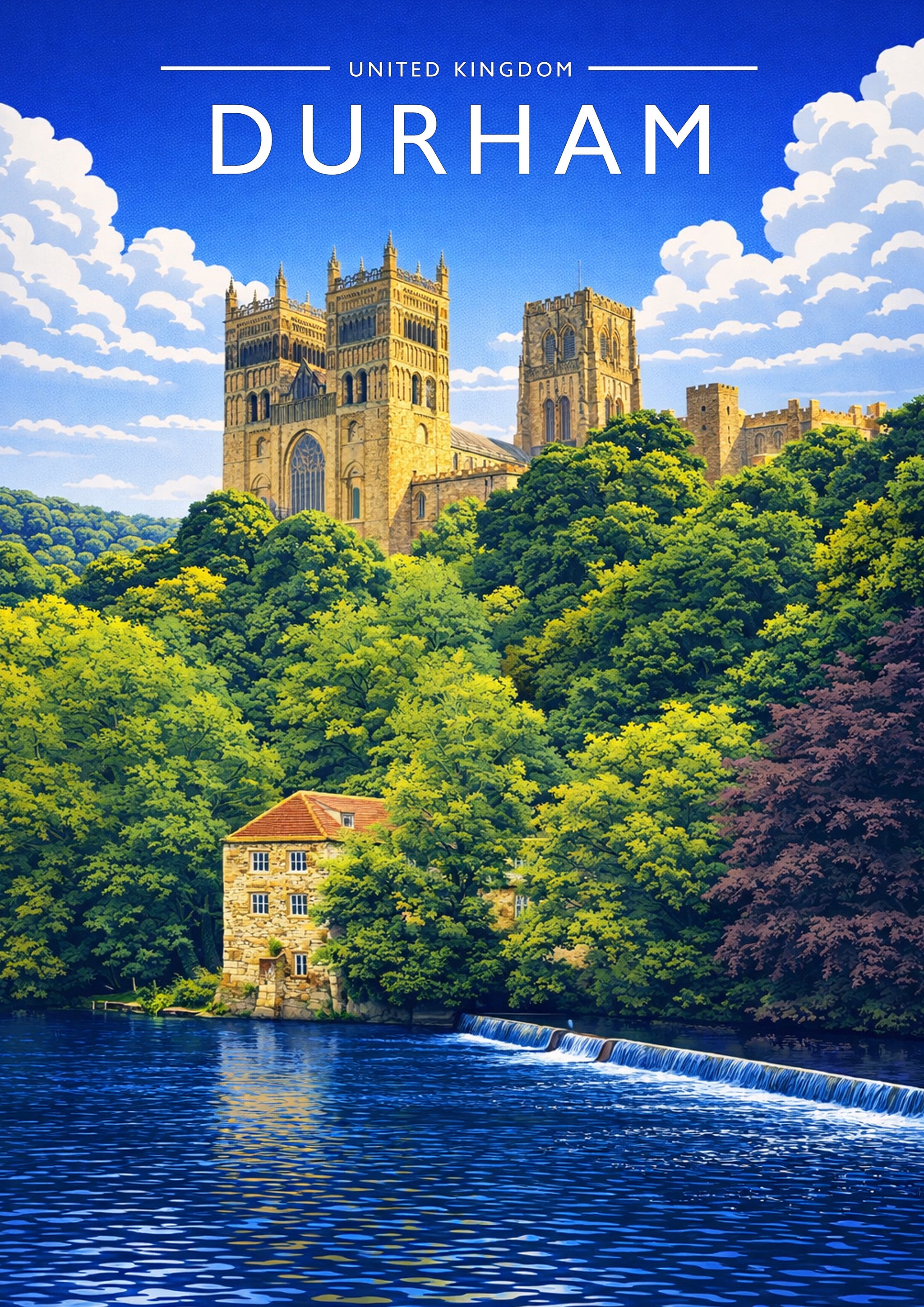 Durham Travel Poster - A4 travel poster print