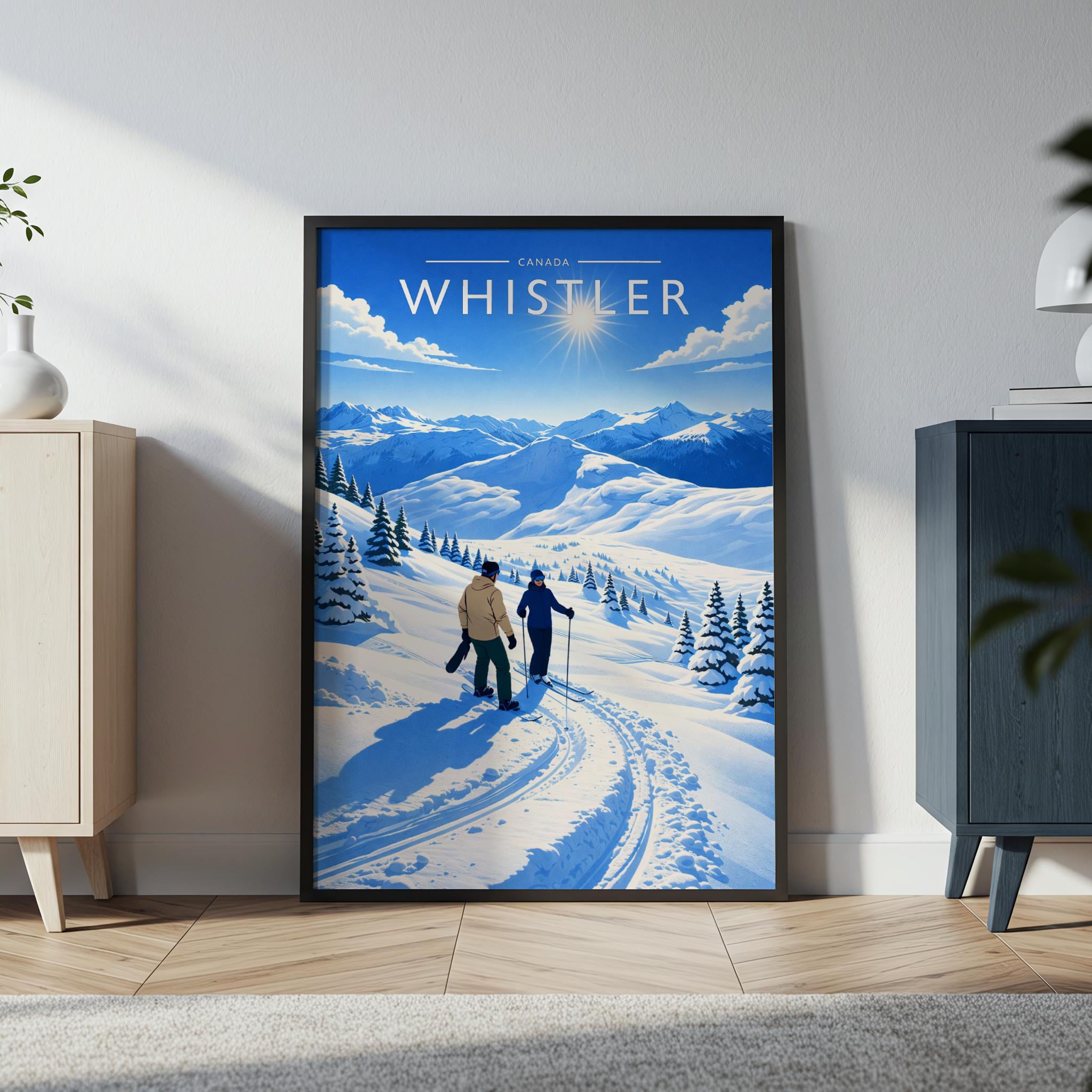 Whistler Travel Poster in a black frame