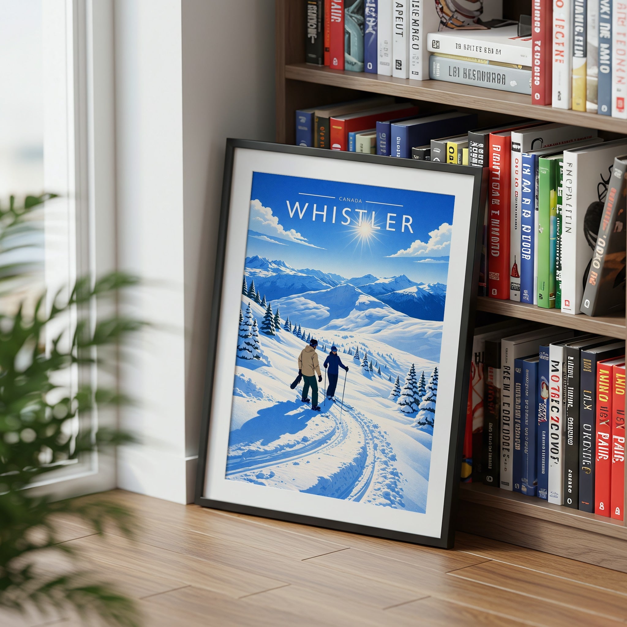 Whistler Travel Poster mounted in a black frame