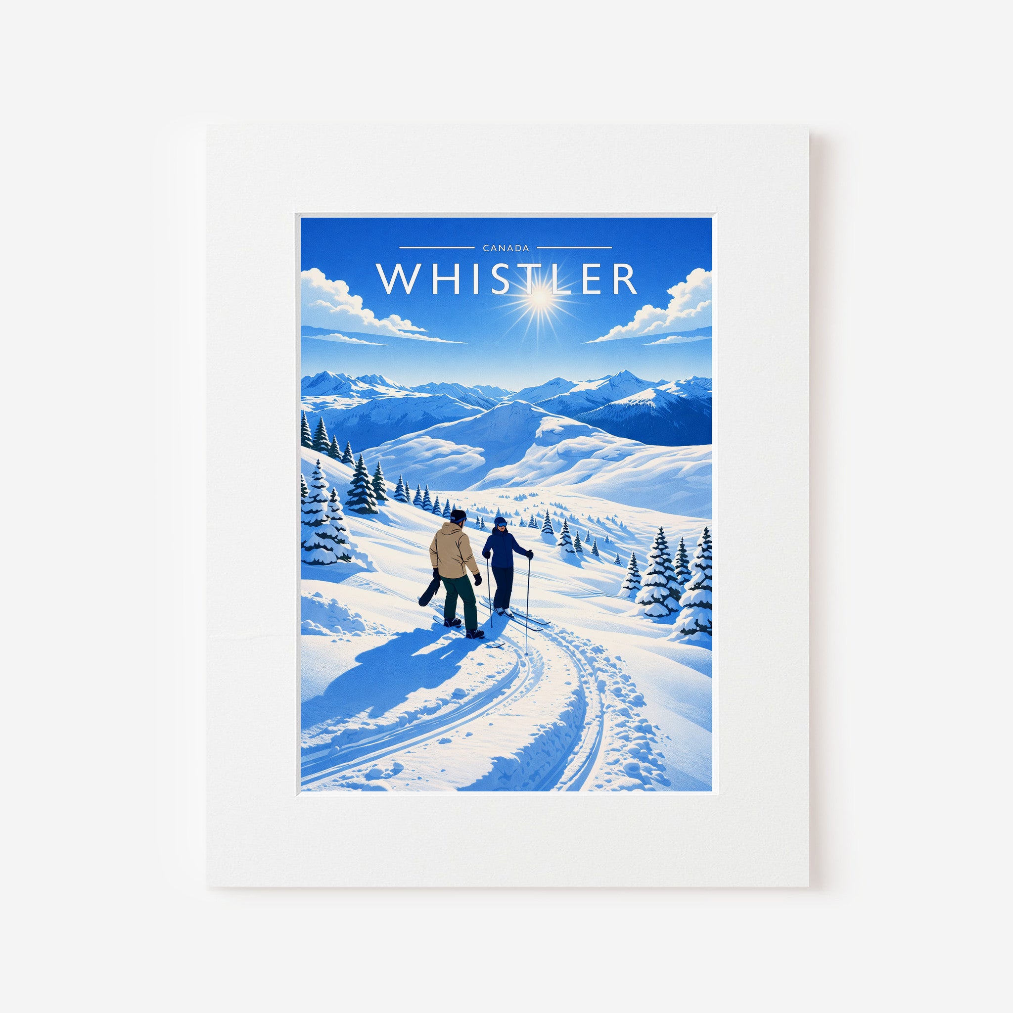 Whistler Travel Poster in a white mount