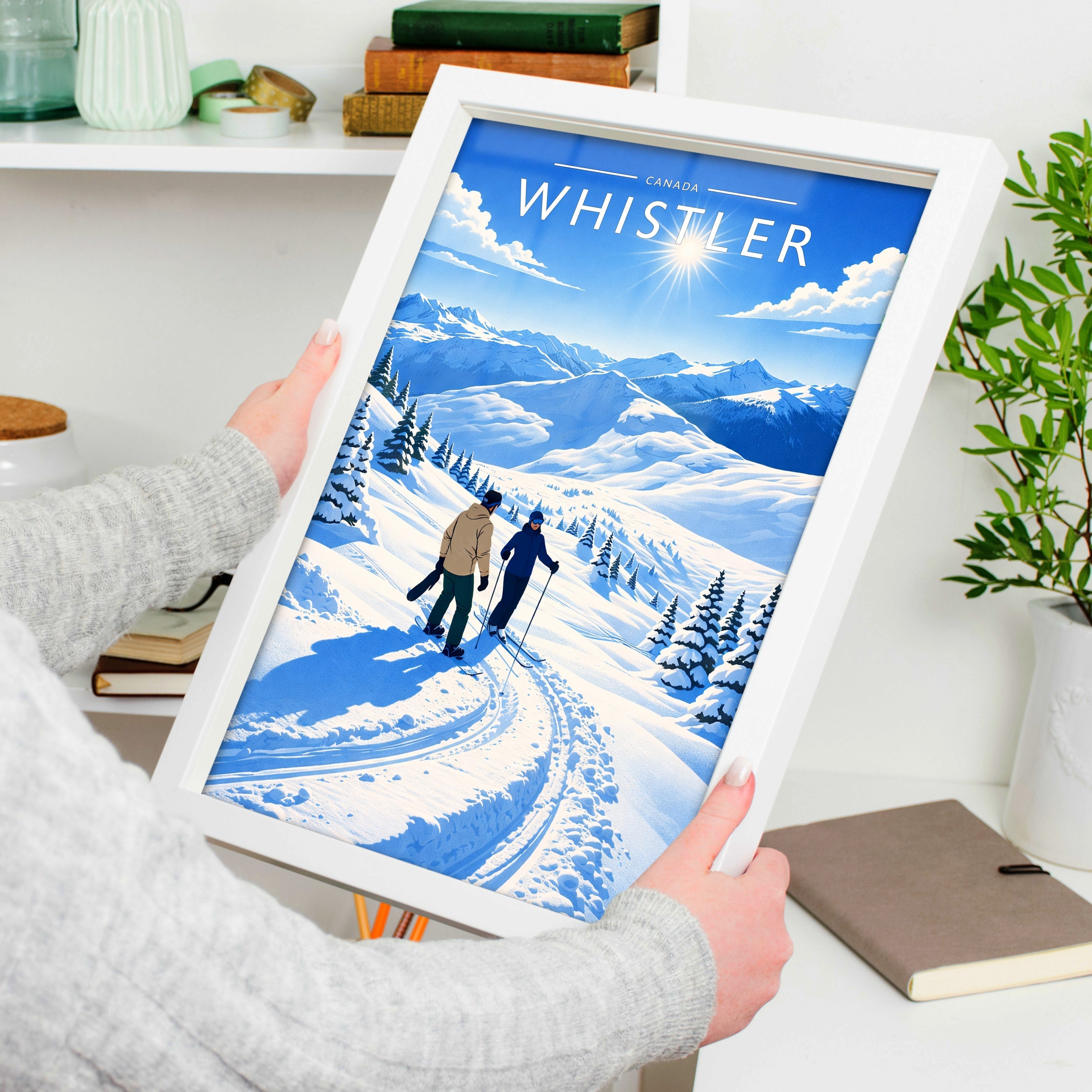 Whistler Travel Poster held in a white frame