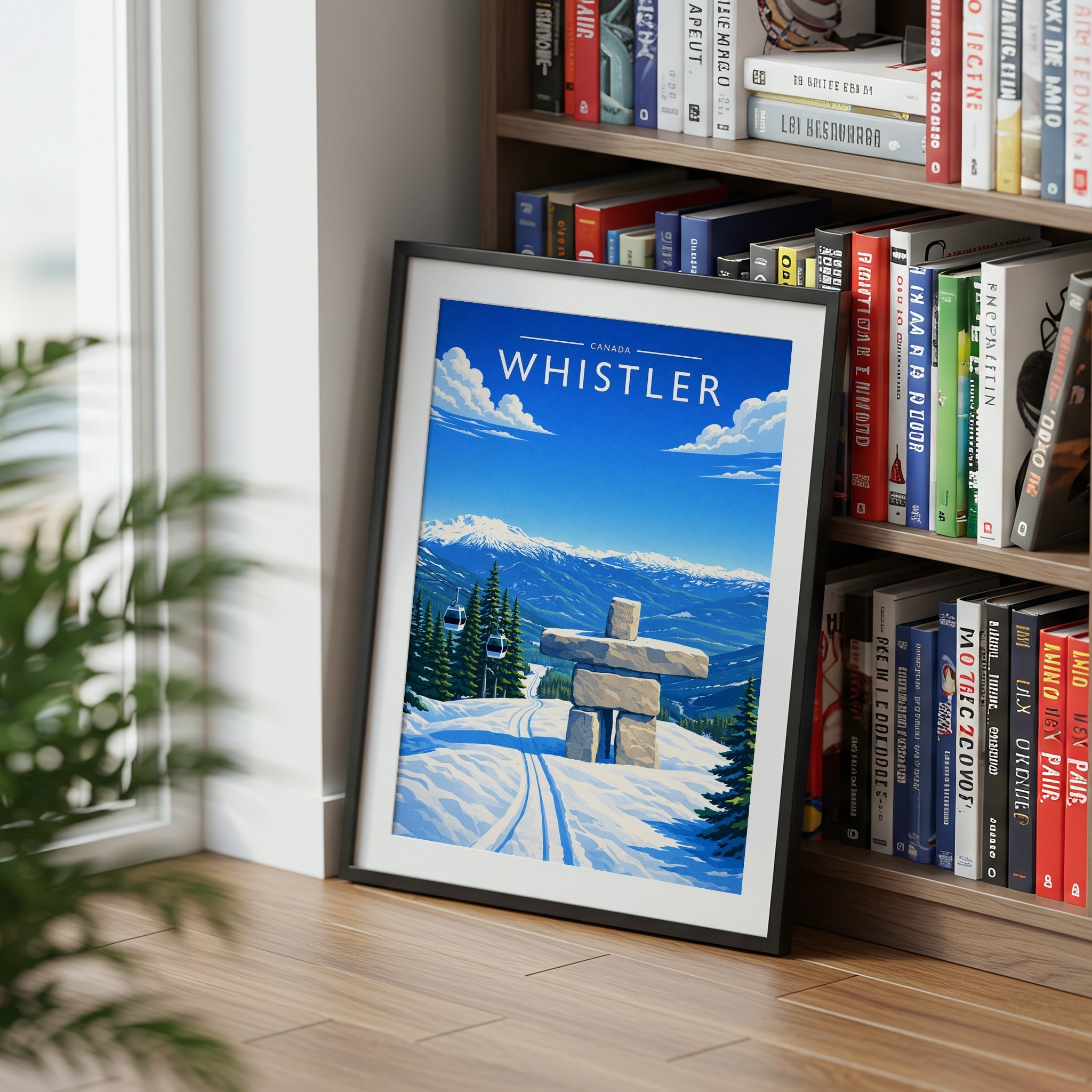 Whistler #2 Travel Poster mounted in a black frame